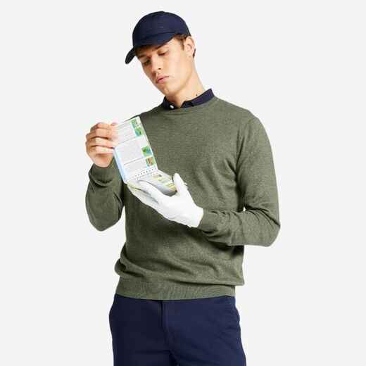 
      Men's golf crew neck pullover MW500 olive black
  