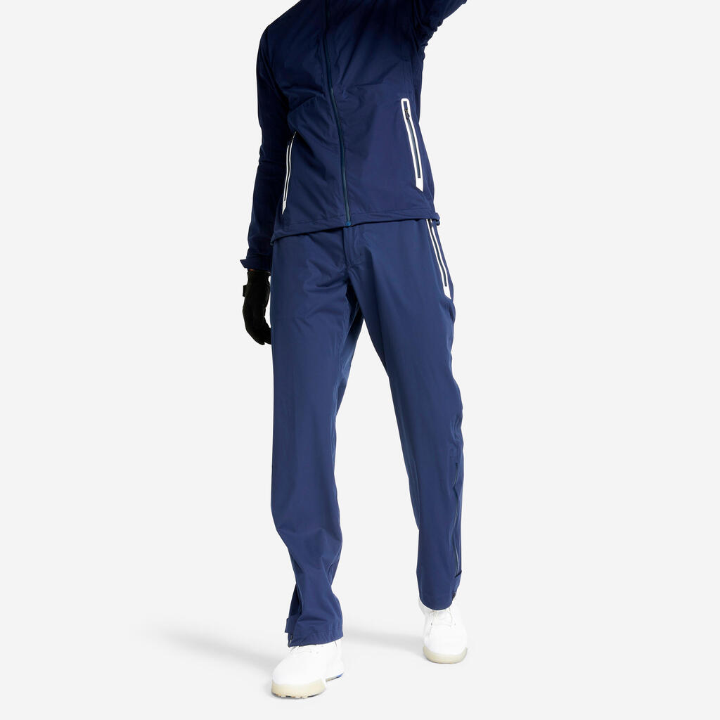 Men's golf waterproof rain trousers - RW500 navy blue