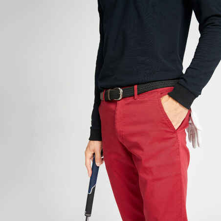 Men's golf trousers - MW500 dark red