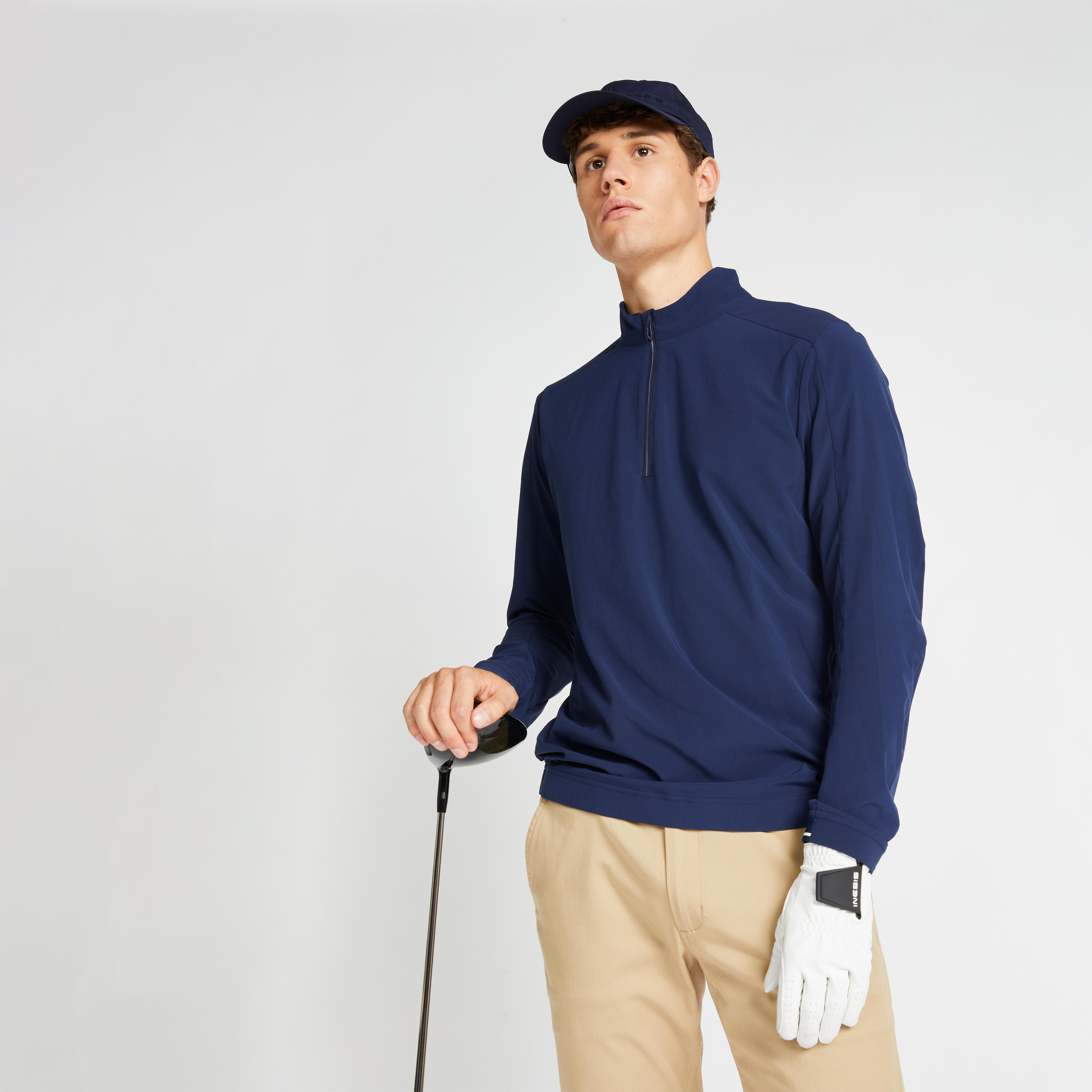 Bluză cu fermoar scurt Hidrofobă Protecție-vânt Golf RW500 Bleumarin Bărbați barbati imagine noua