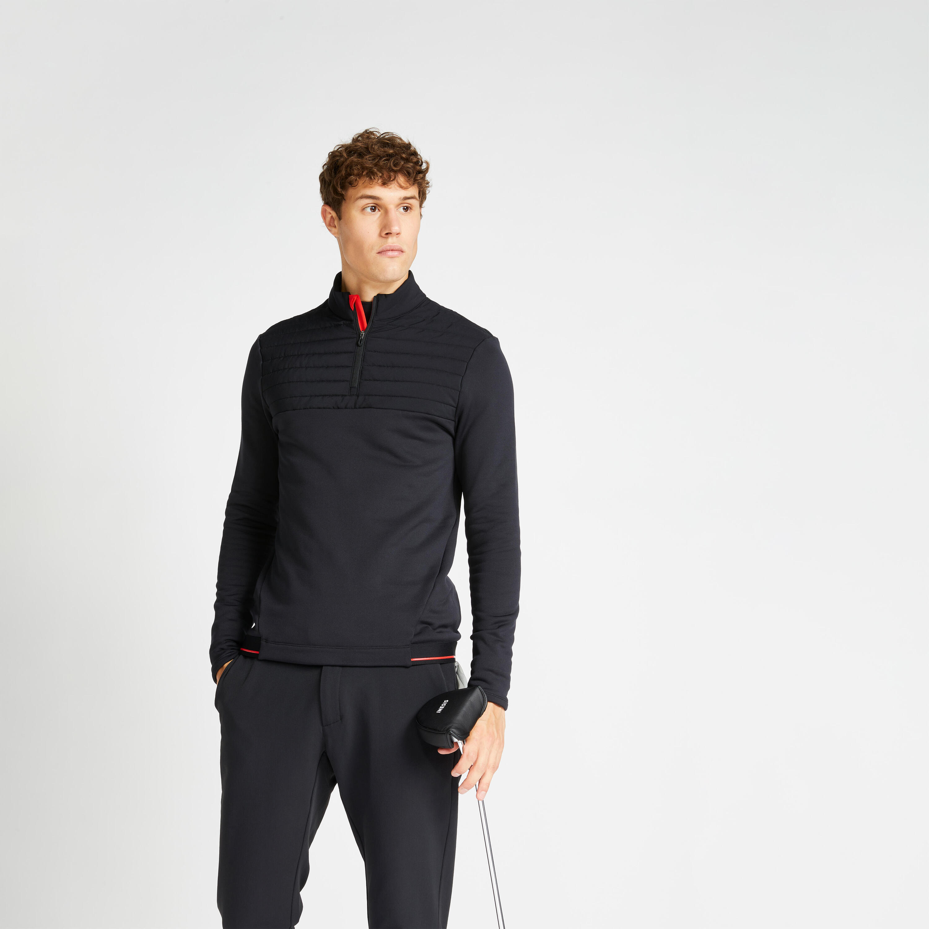 Men's golf winter fleece pullover CW500 black 1/9