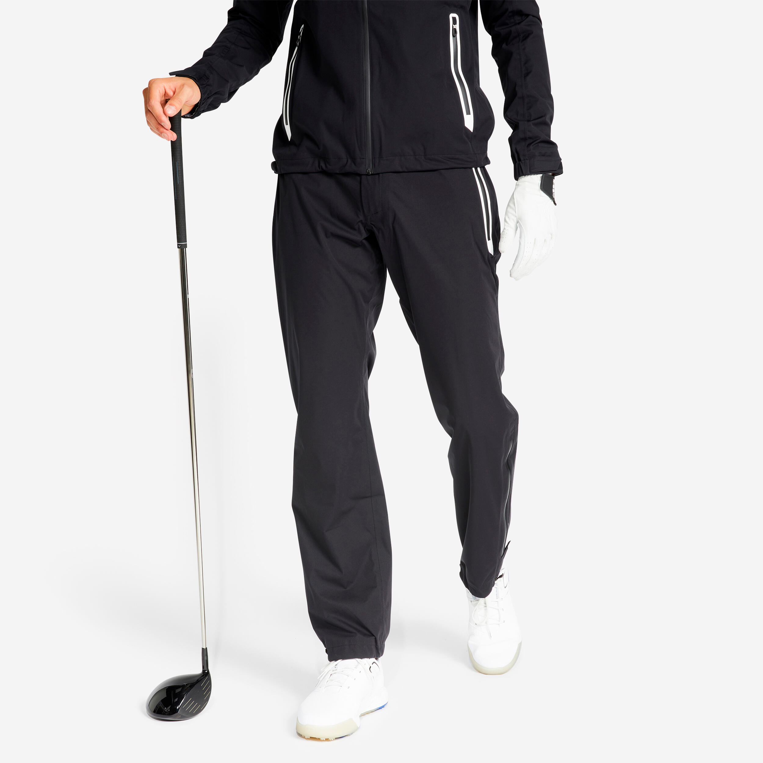 PANTALONI DA GOLF IMPERMEABILI DA UOMO RW500 NERO