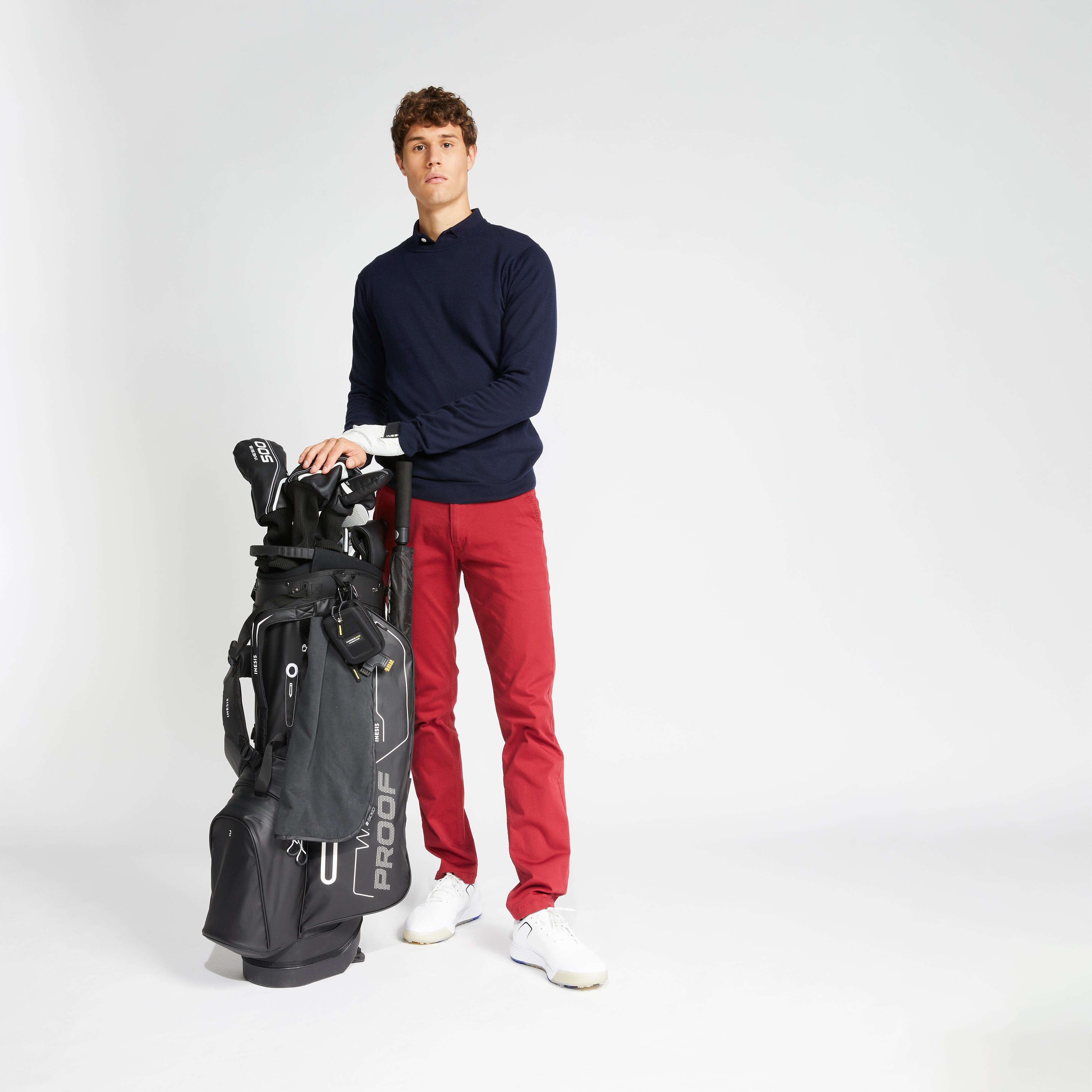 Men's Golf Sweater MW 500 Blue Asphalt blue Inesis Decathlon