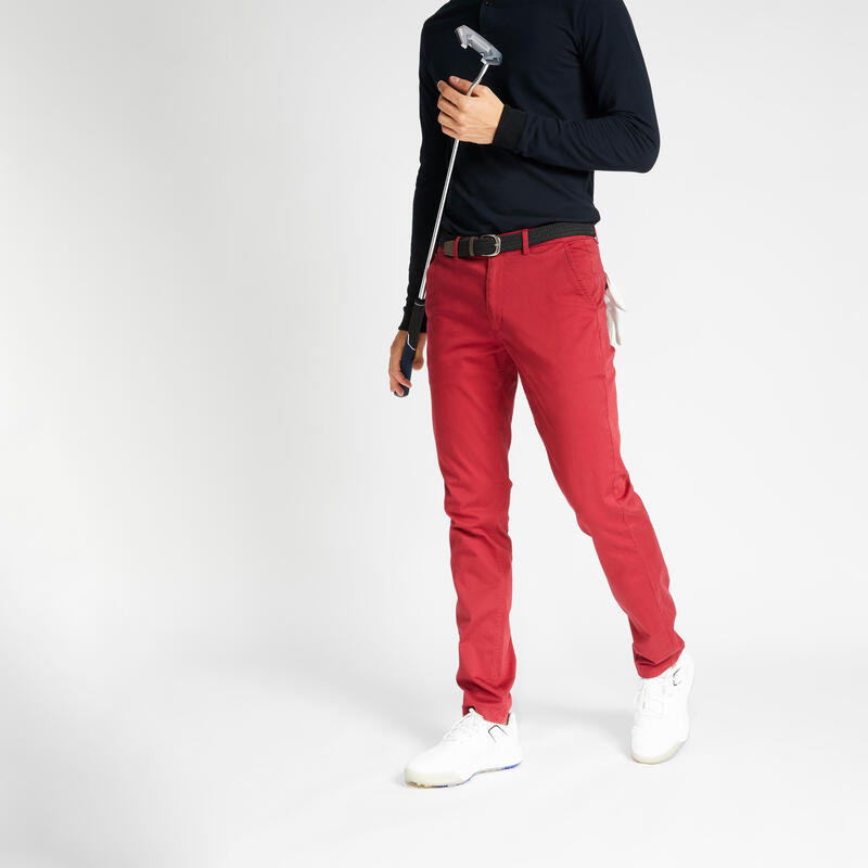 Men's golf trousers MW500 - Dark red