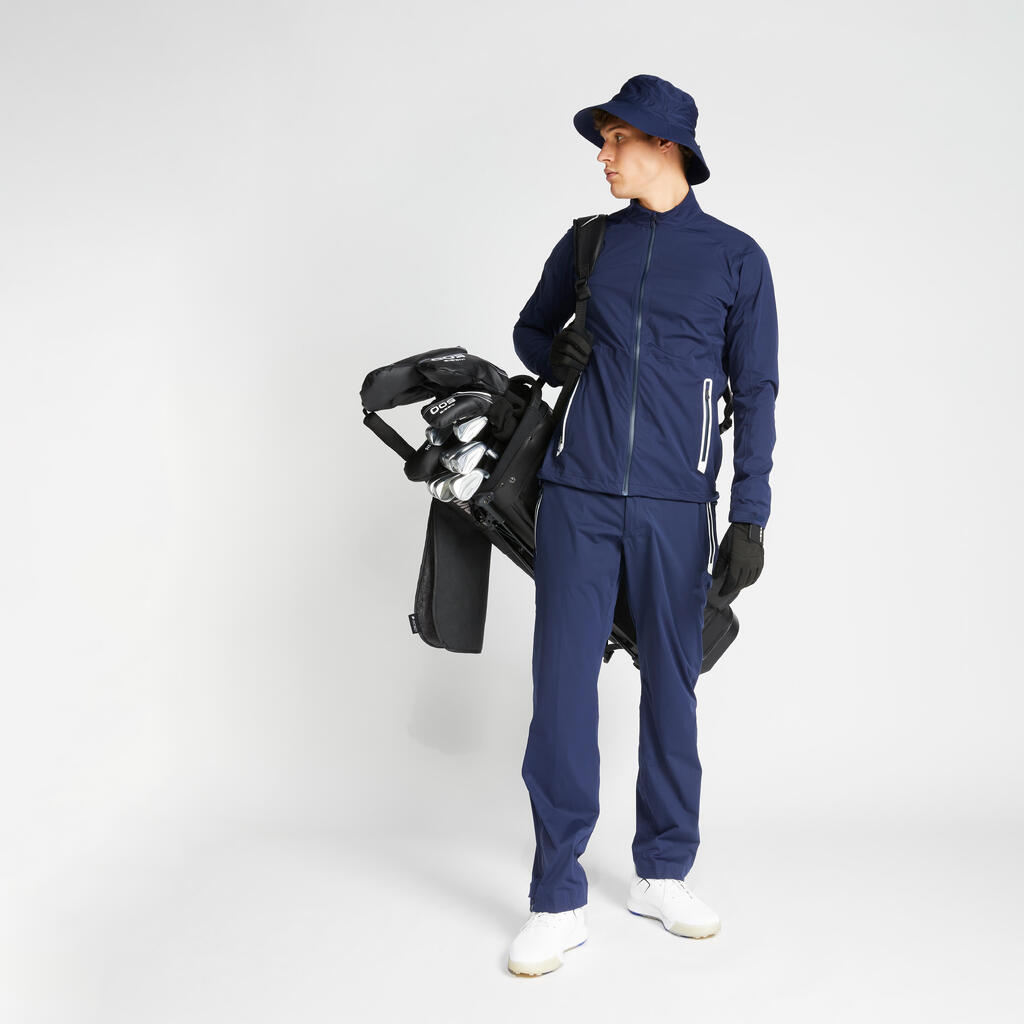 Men's golf waterproof rain trousers RW500 navy blue