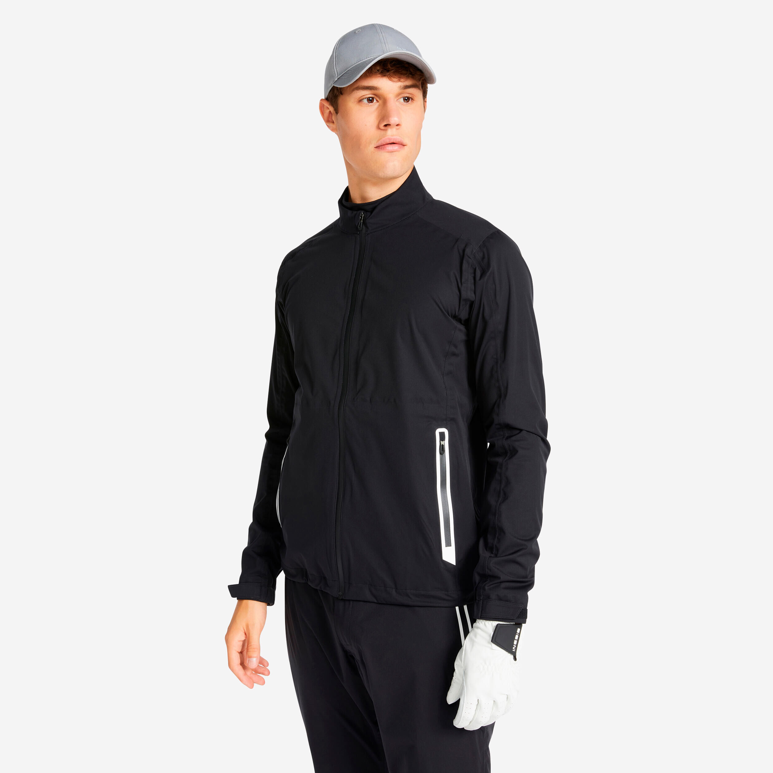 INESIS Men's Golf Waterproof Rain Jacket - RW500 Black