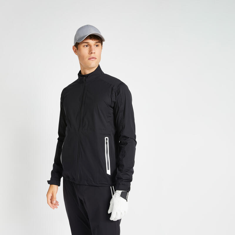 Men's golf waterproof rain jacket RW500 black