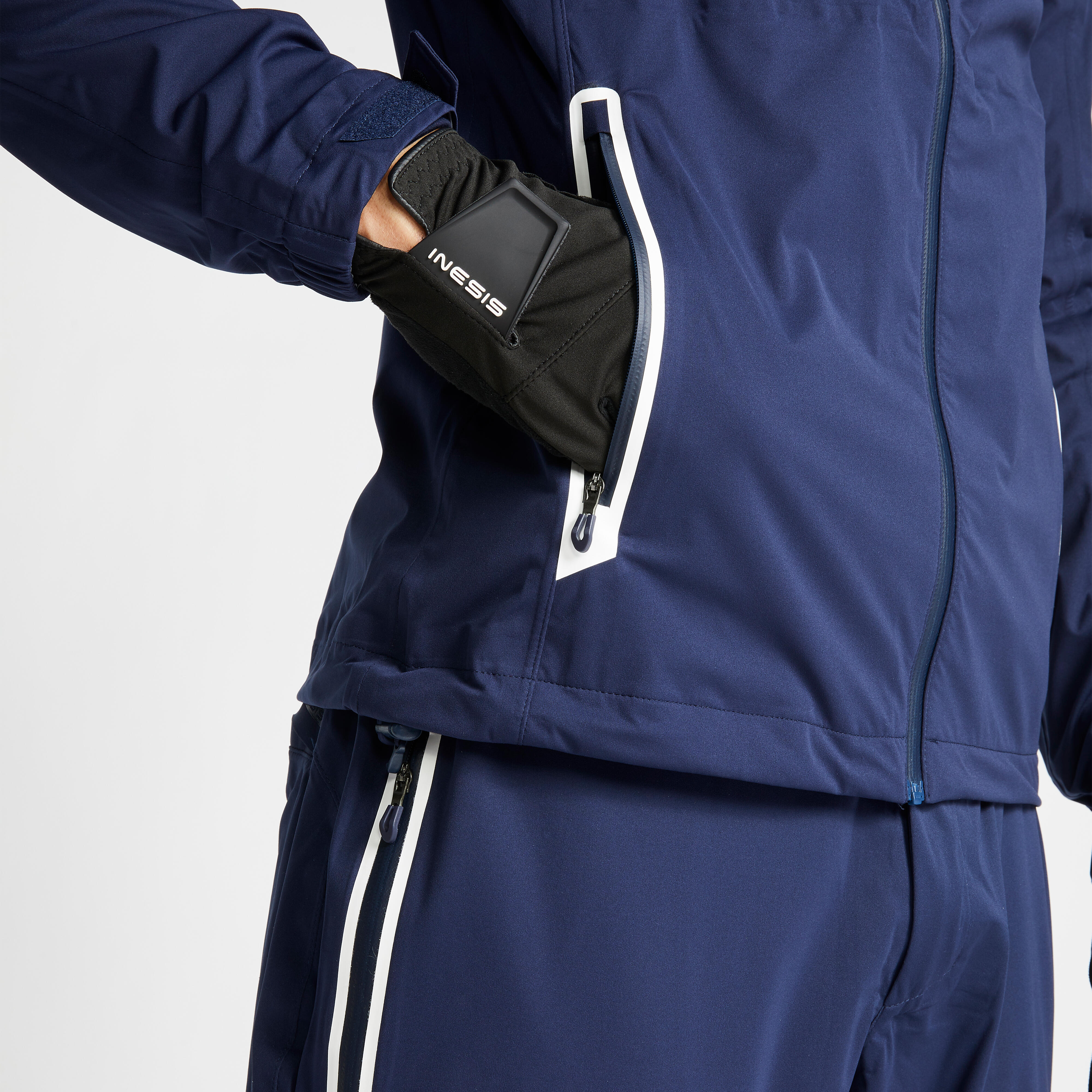 Men s golf waterproof rain jacket RW500 navy blue