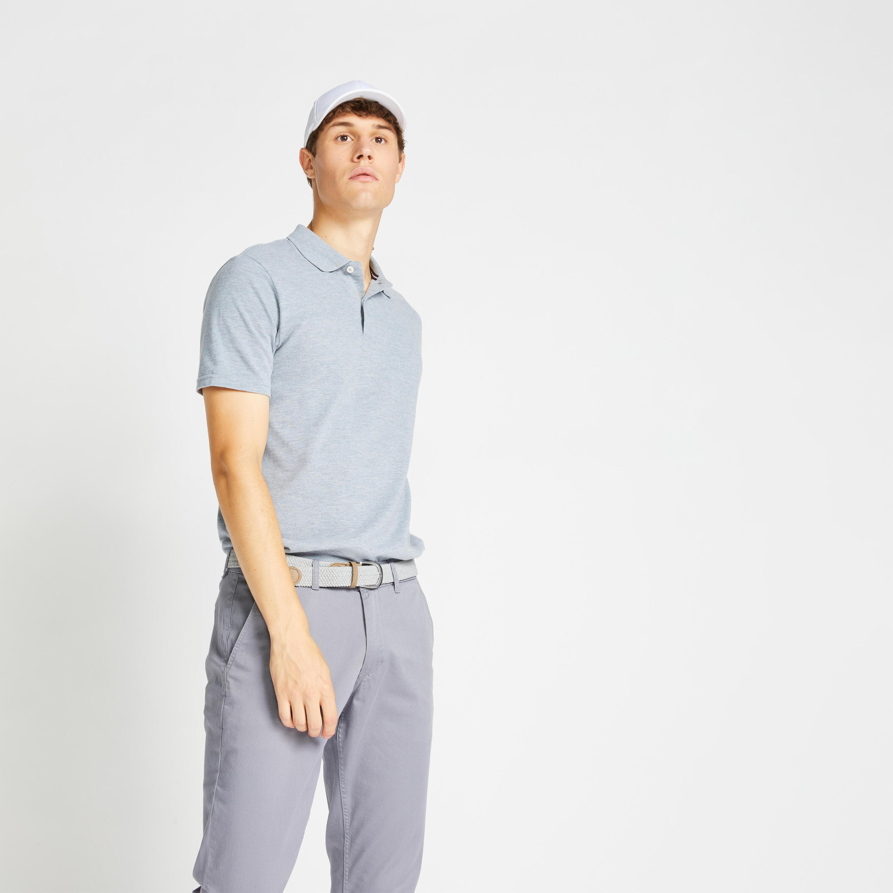 Men's golf short-sleeved polo shirt MW500 mottled grey 5/39