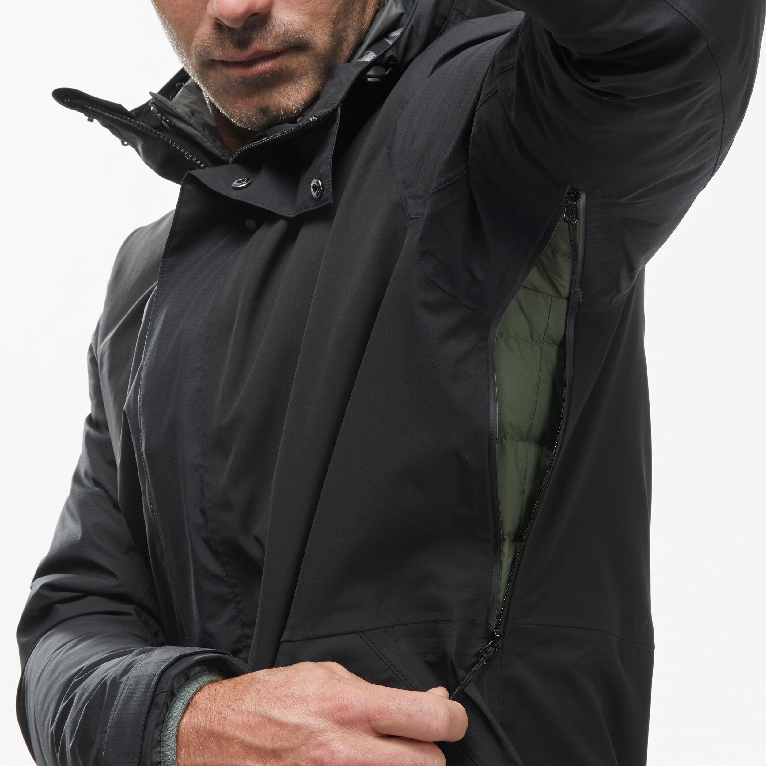 Men’s 3-in-1 Waterproof Travel Trekking Jacket Travel 900 Compact -10°C - Black  12/18