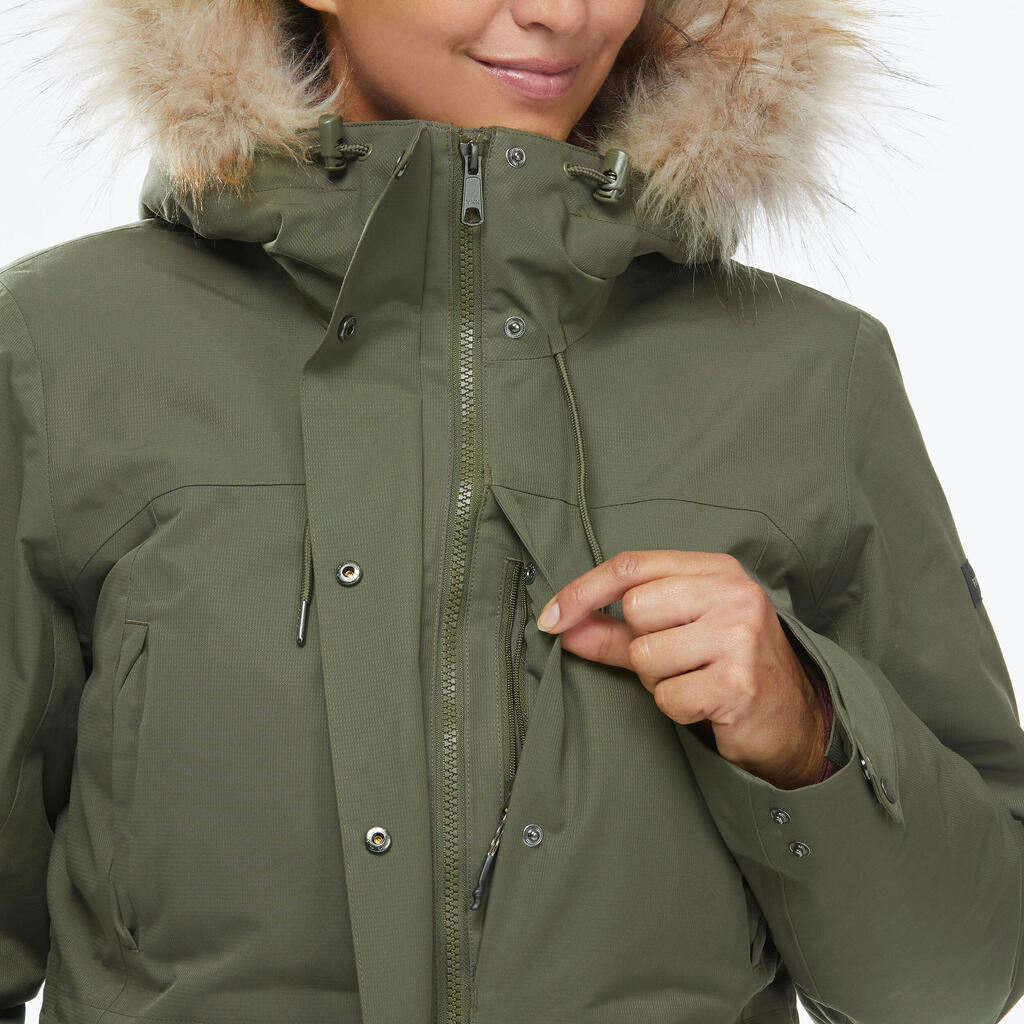 3-in-1-Jacke Backpacking Damen bis -15 °C wasserdicht - Travel 900 Warm khaki