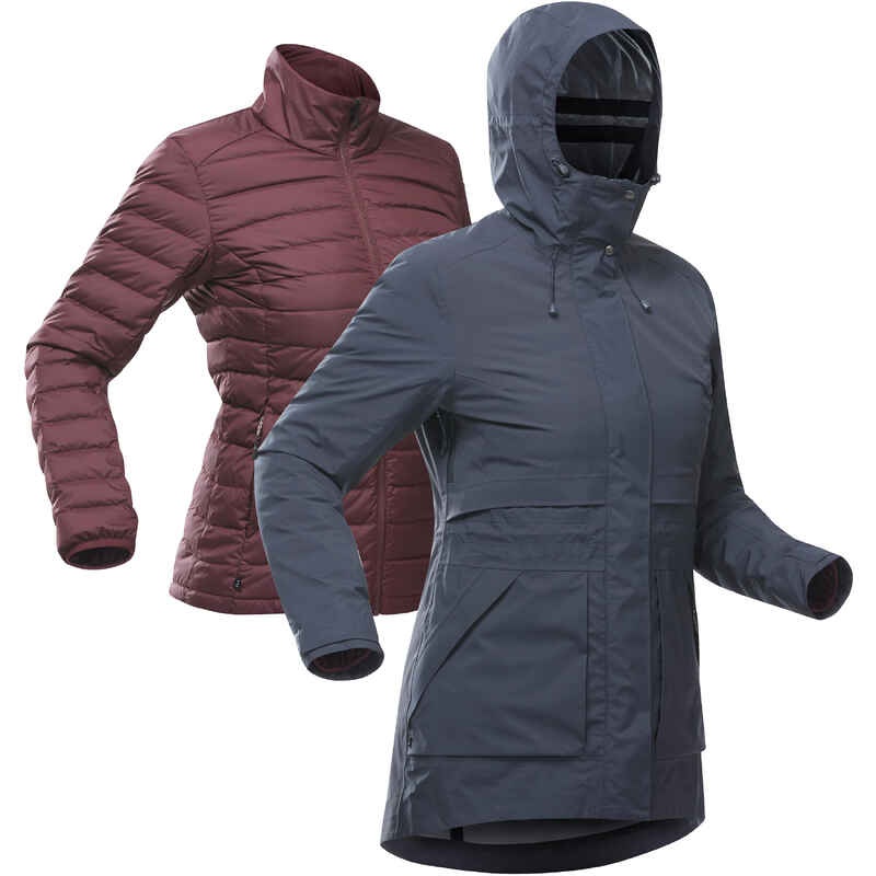 3-in-1-Jacke Damen bis -10 °C wasserdicht - Travel 900 marineblau