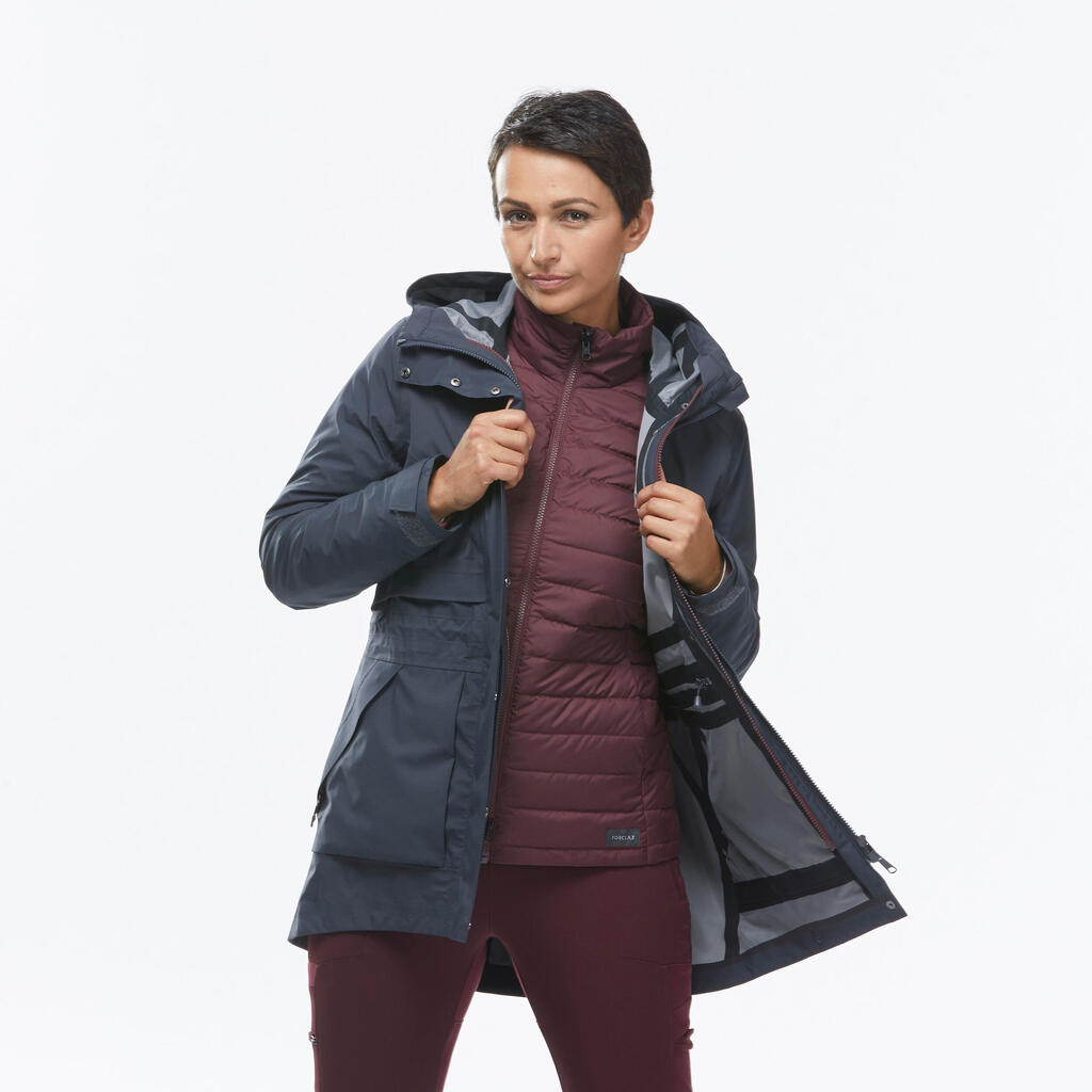 Women’s 3-in-1 waterproof winter hiking jacket - SH900 mountain - 10°C 