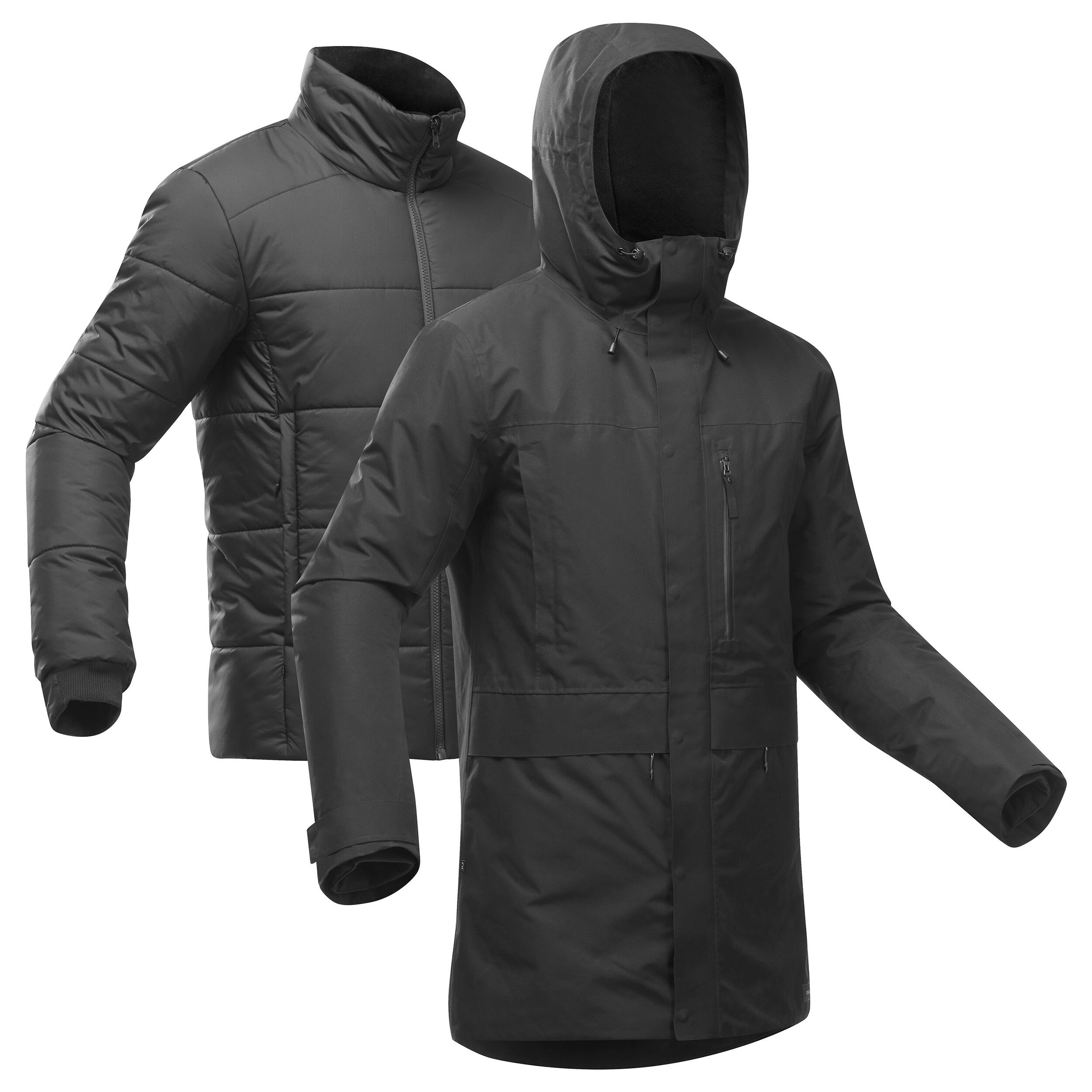 Forclaz Men's 3-in-1 Waterproof Travel Trekking Jacket Travel 900 Warm -15°C - Black - S