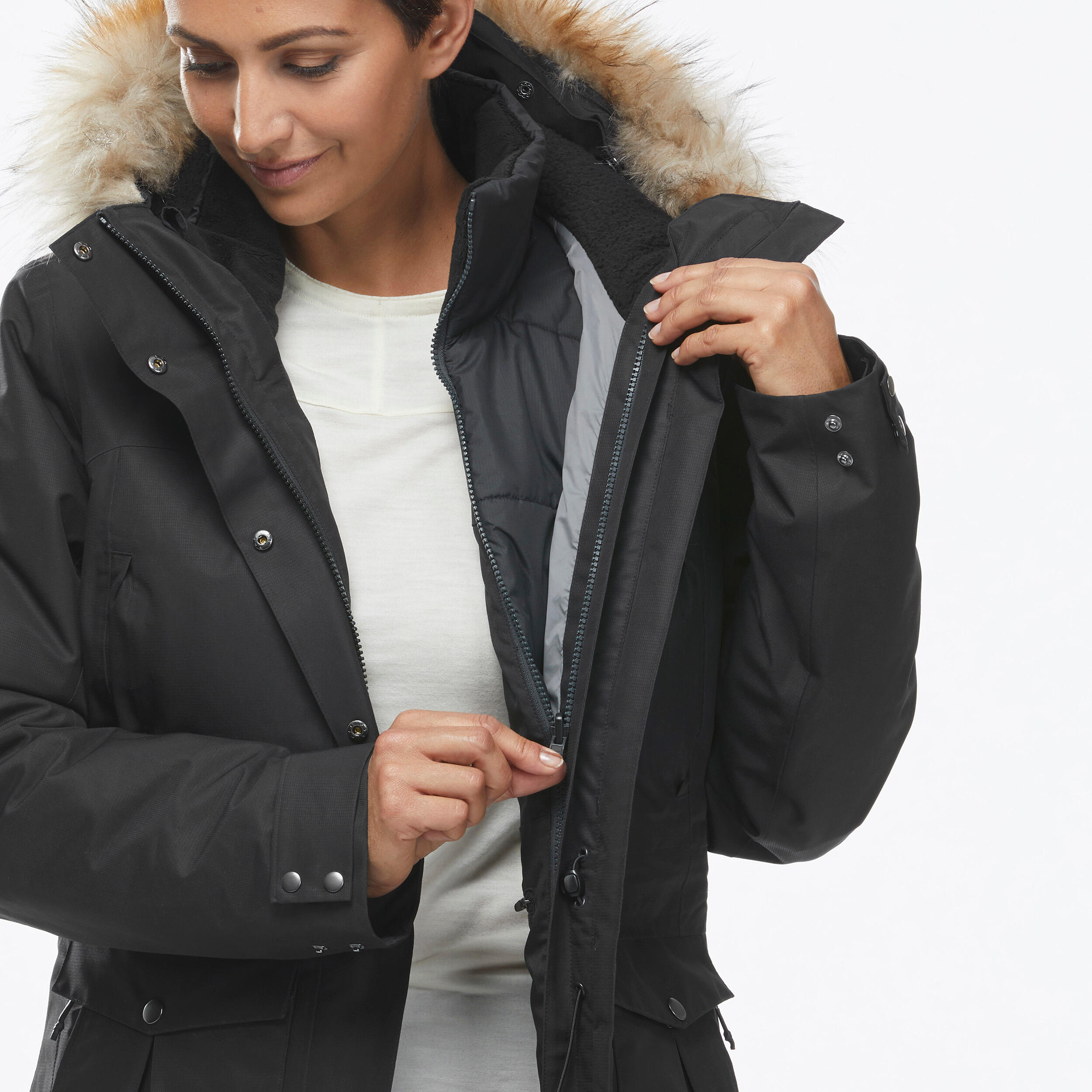Gebraucht - 3-in-1-Jacke Damen bis -15 °C wasserdicht - Travel 900 Warm schwarz 8/13