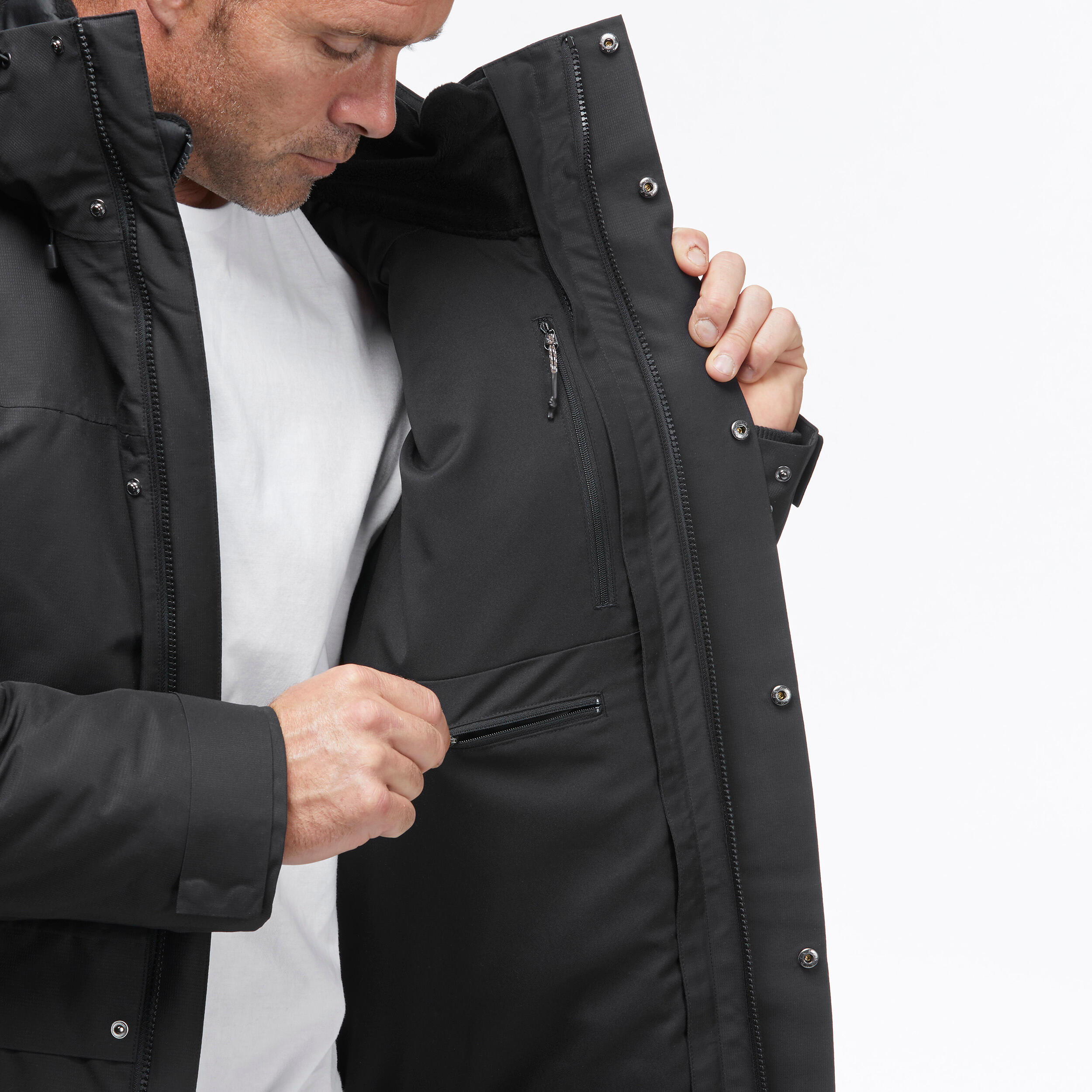Men's 3-in-1 Waterproof Travel Trekking Jacket Travel 900 Warm -15°C - black  12/20