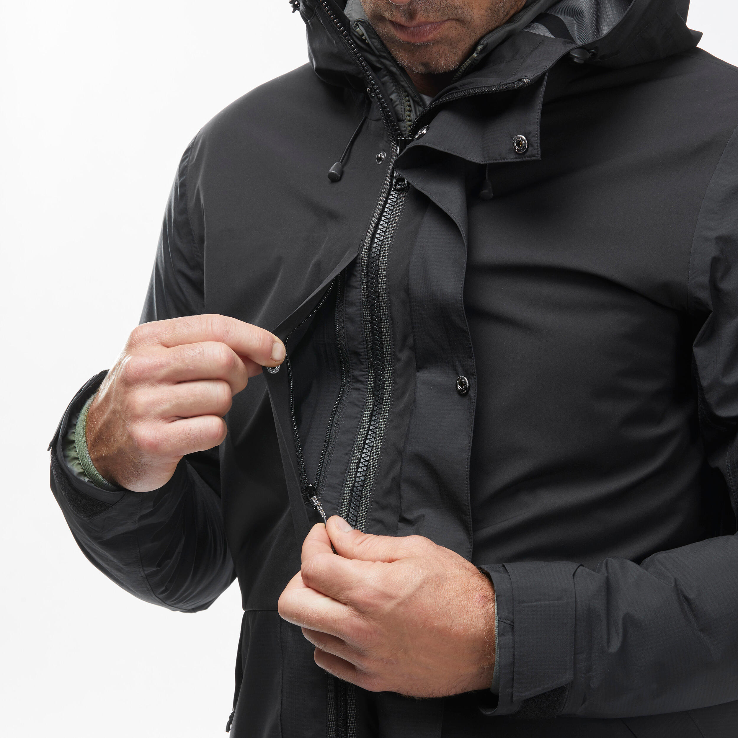 Men’s 3-in-1 Waterproof Travel Trekking Jacket Travel 900 Compact -10°C - Black  11/18