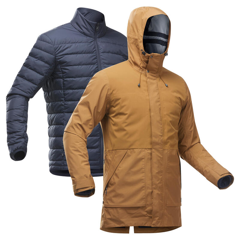 Férfi kabát 3 az 1-ben TRAVEL 900 COMPACT, vízhatlan, -10 °C-ig, barna