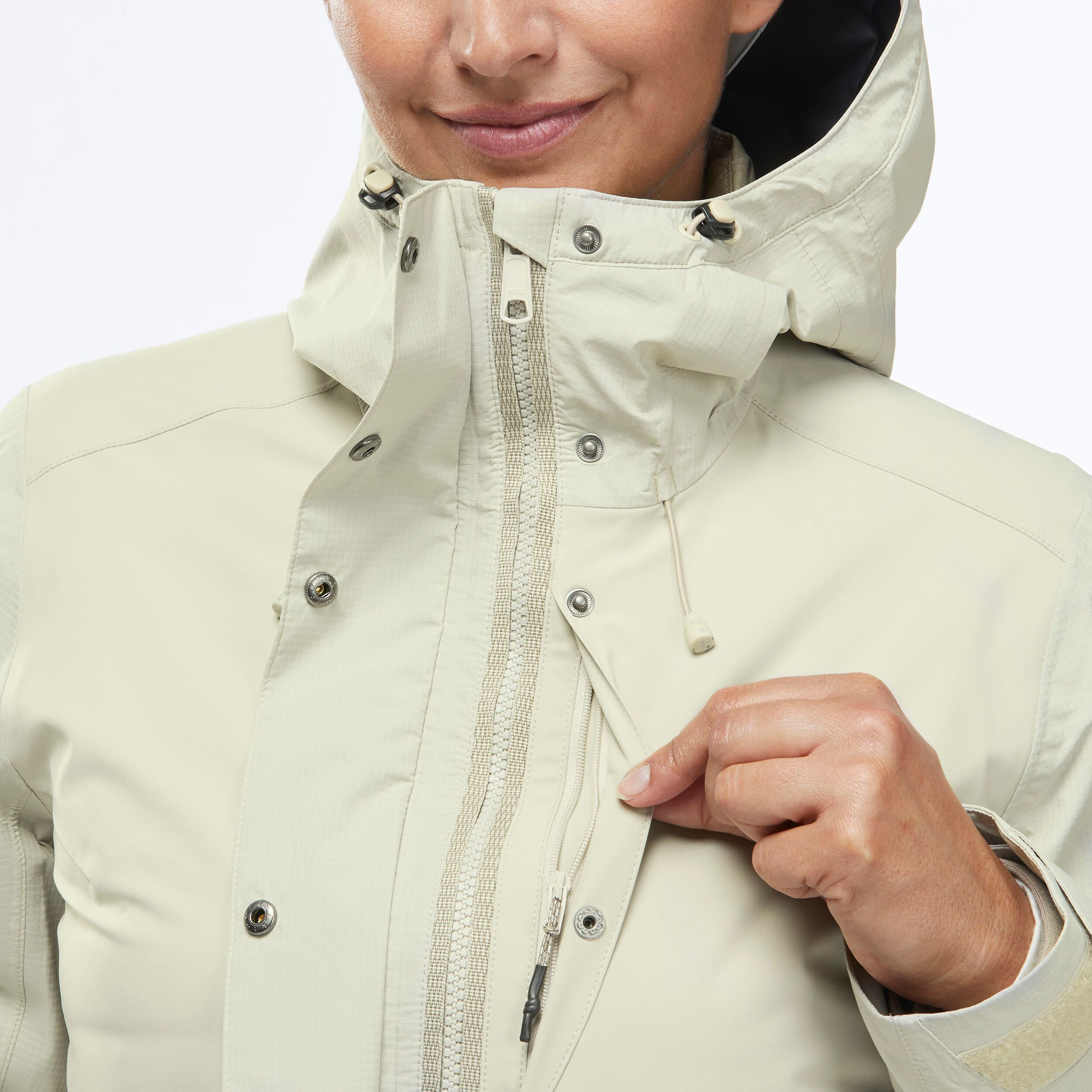 Women's waterproof 3in1 Travel trekking jacket - Travel 900 compact -10° - Beige 9/15