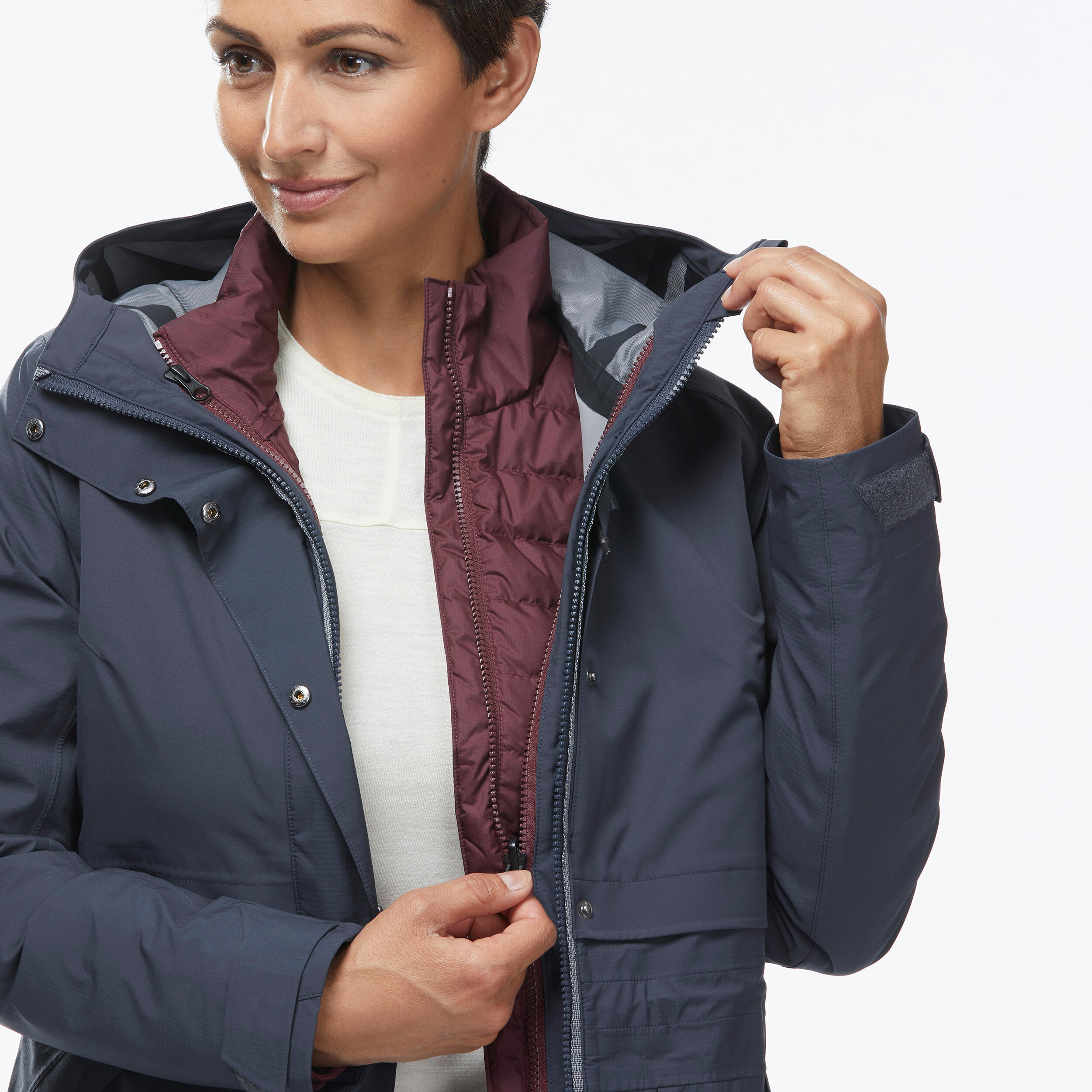 Chaqueta 3en1 impermeable de senderismo SH900 mountain 10 C Mujer