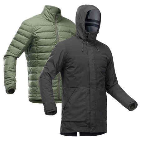 Men’s 3-in-1 Waterproof Travel Trekking Jacket Travel 900 Compact -10°C - Black 