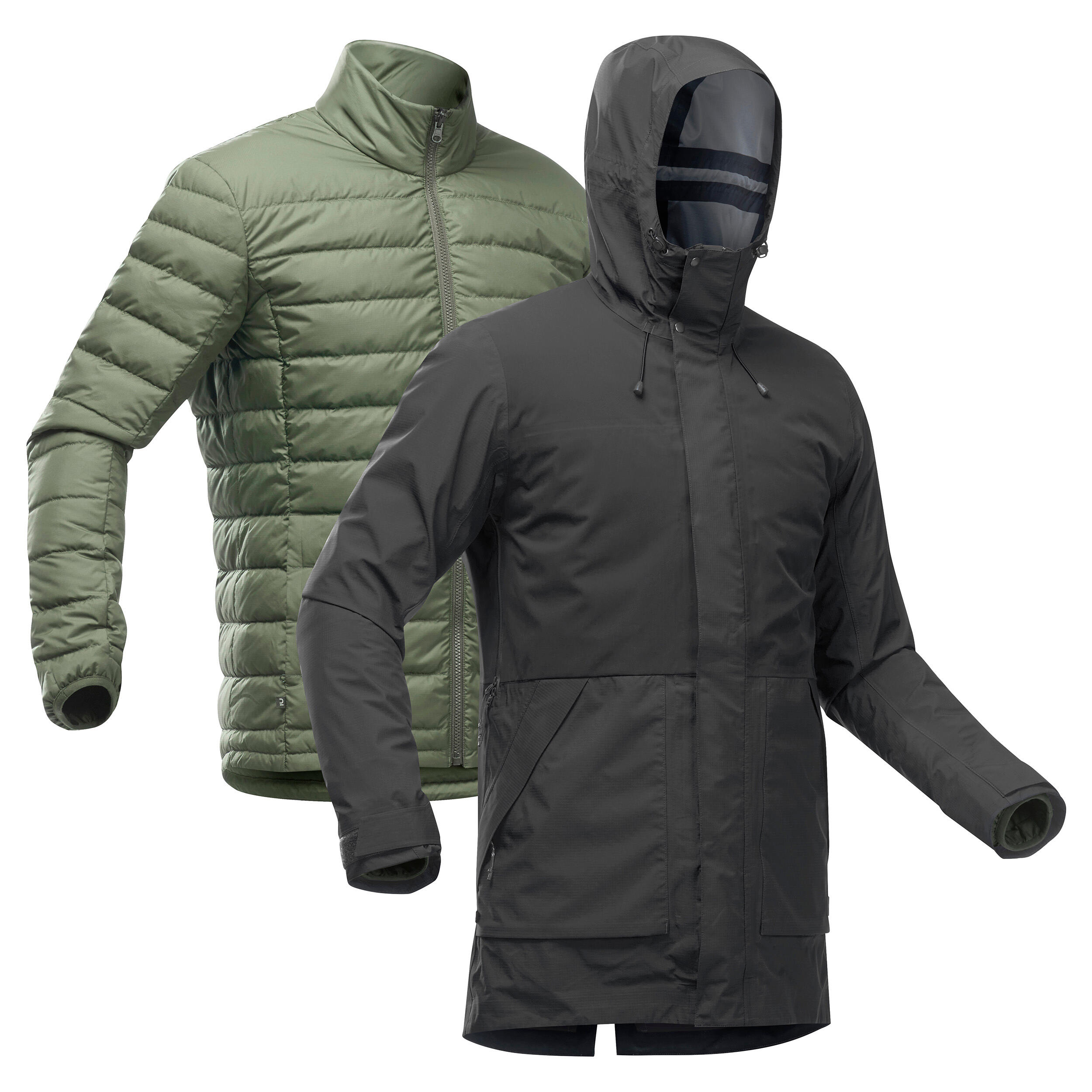 Men’s 3-in-1 Waterproof Travel Trekking Jacket Travel 900 Compact -10°C - Black  2/18