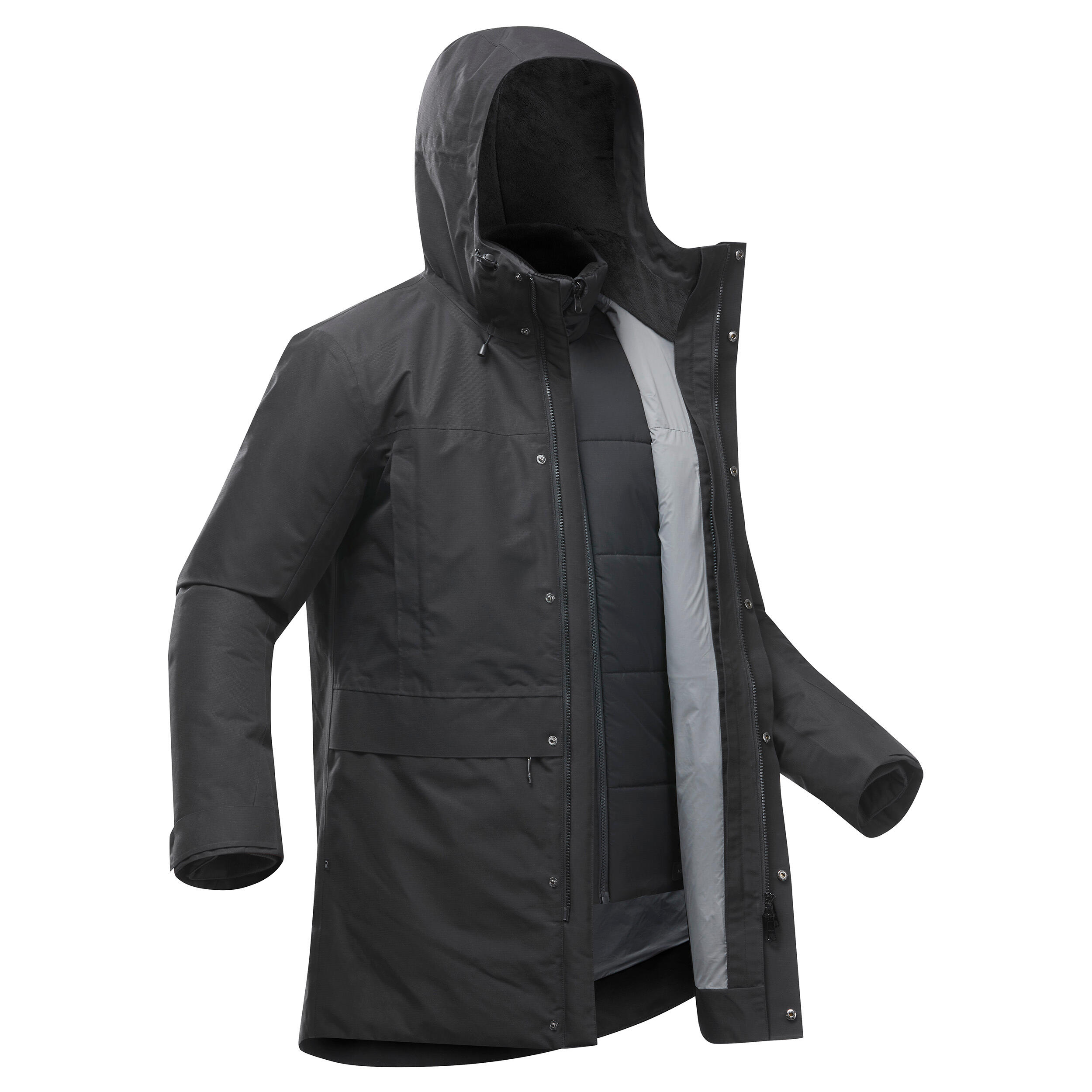 Men's 3-in-1 Waterproof Travel Trekking Jacket Travel 900 Warm -15°C - black  5/20