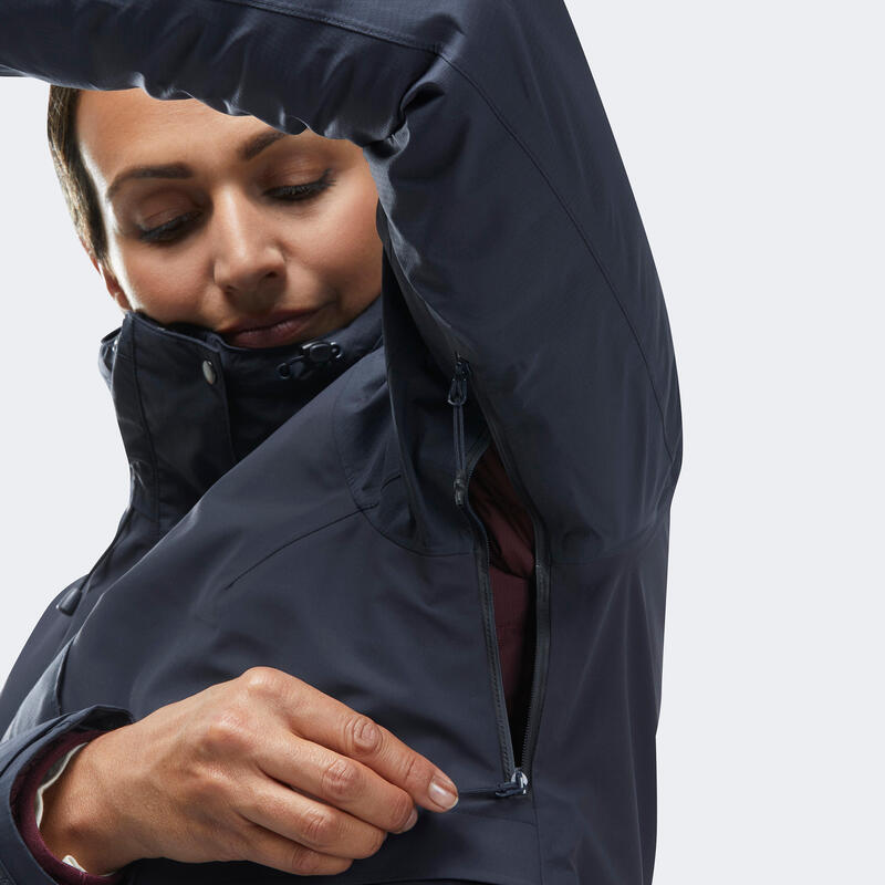 Women's waterproof 3in1 Travel trekking jacket - Travel 900 compact -10° - Navy