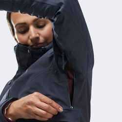 Women's waterproof 3in1 Travel trekking jacket - Travel 500 down  -10° - Navy