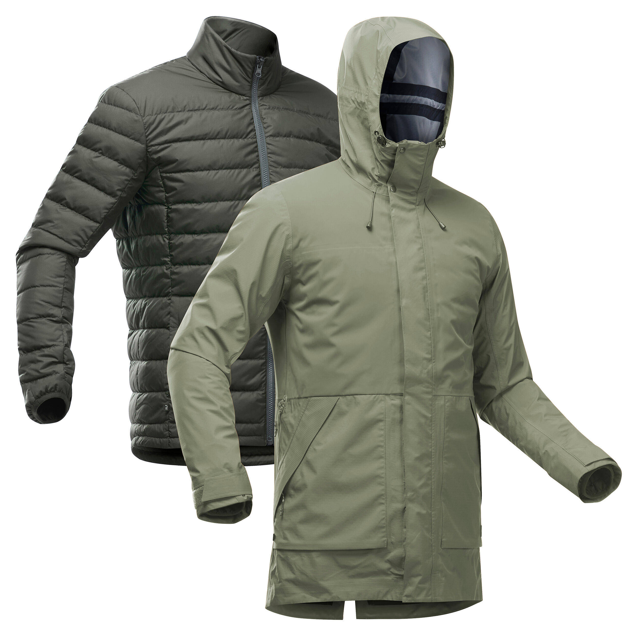 Men Travel Trekking 3-in-1 Waterproof Jacket Travel 900 -10Â°C - khaki -  2