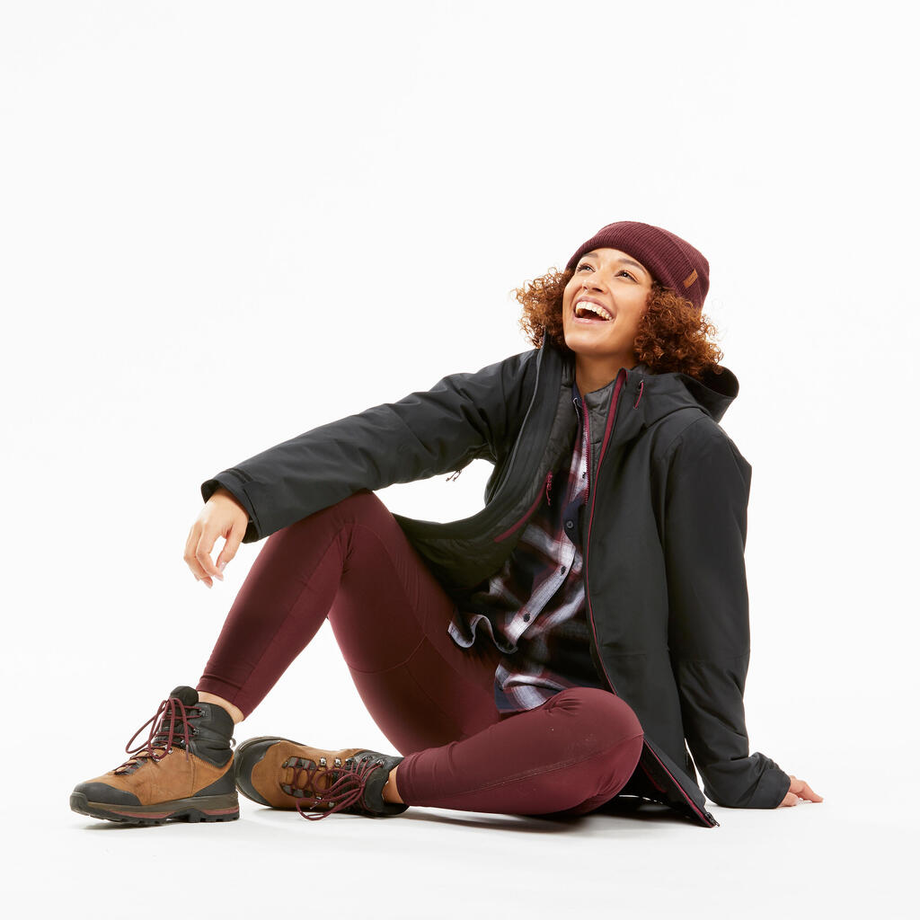 Chaqueta 3 usos en 1 de trekking de viaje para Mujer Forclaz Travel500 negro
