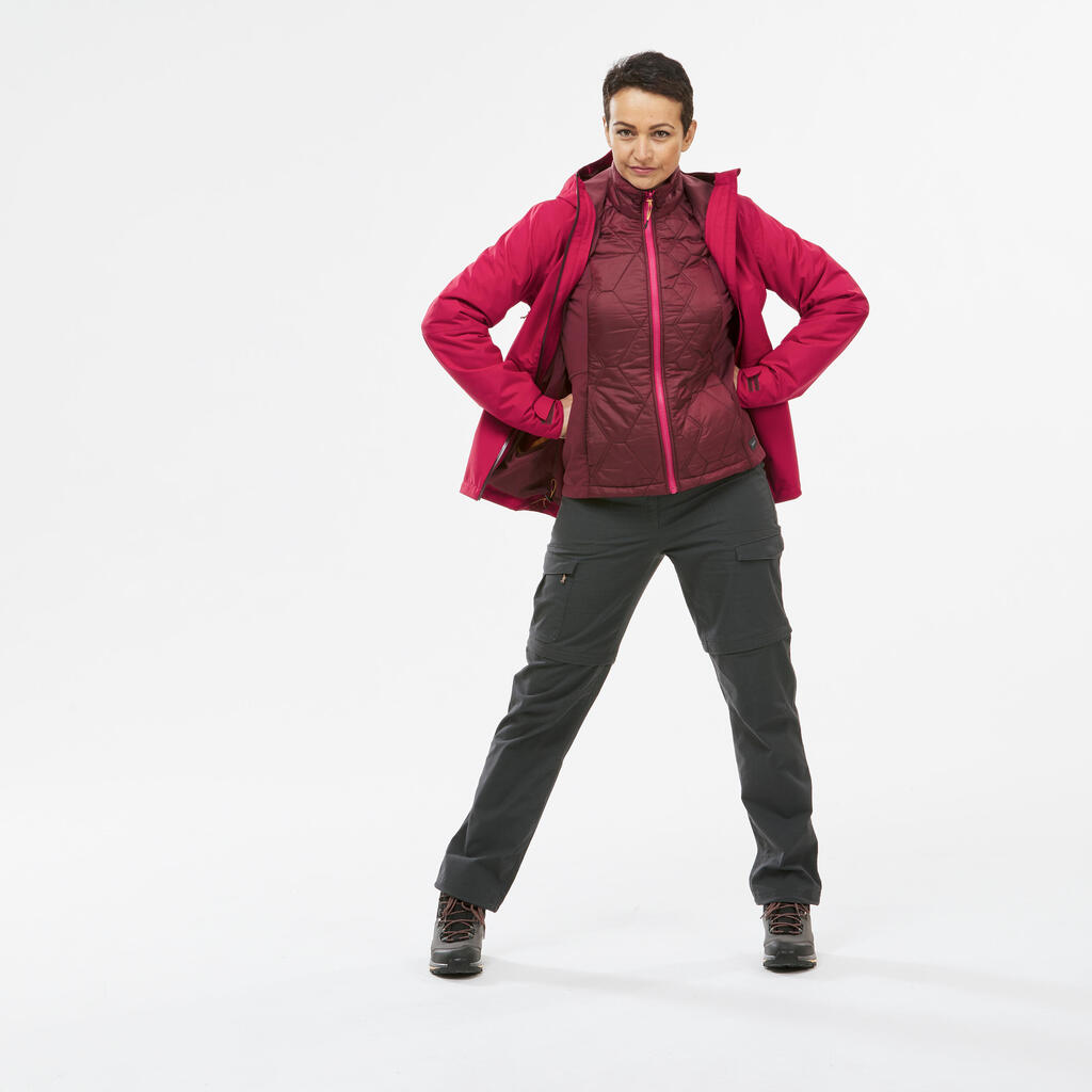 CHAQUETA 3EN1 IMPERMEABLE DE SENDERISMO MUJER SH500 MOUNTAIN -10 °C 