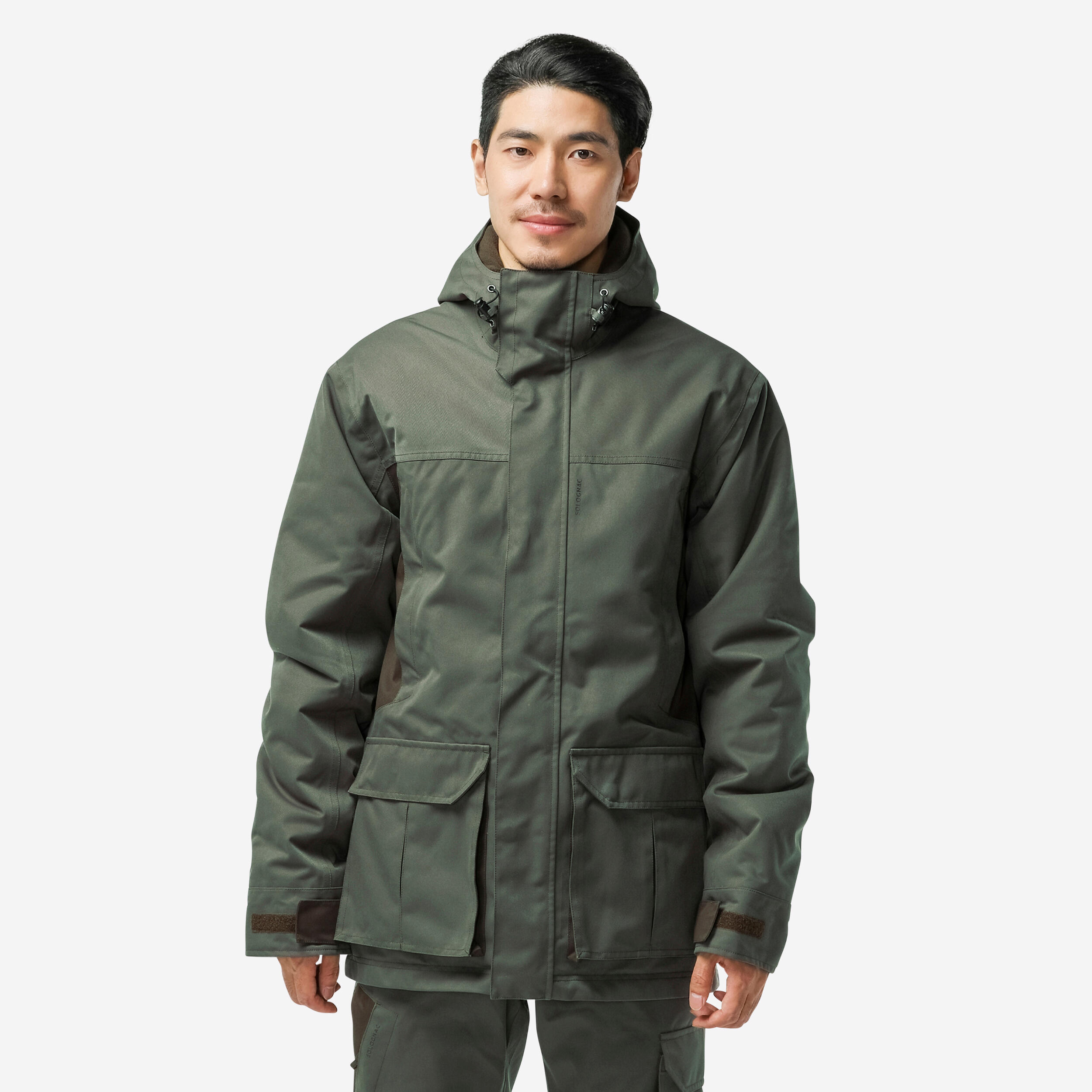Hunting Warm Waterproof Jacket - 500 Green - SOLOGNAC