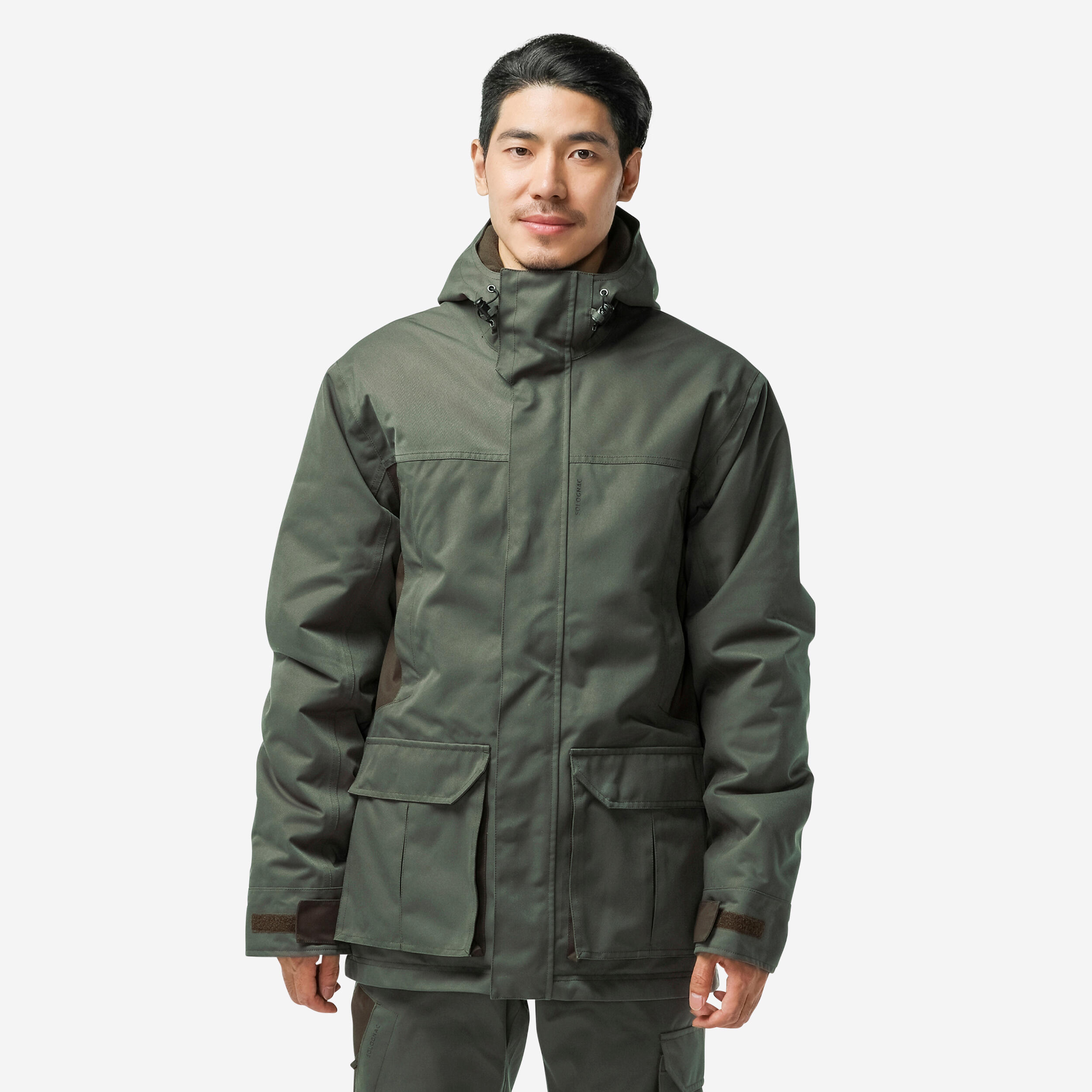 Veste de chasse chaude imperméable - 500 vert - SOLOGNAC
