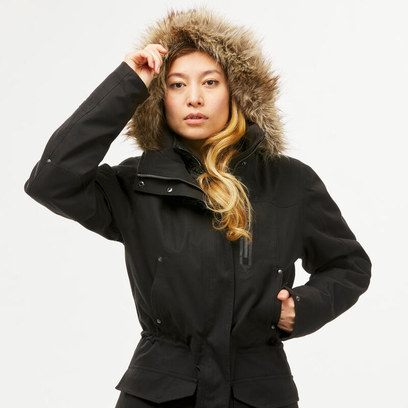 Women's waterproof 3in1 travel trekking jacket - Travel 700 -10° - Black