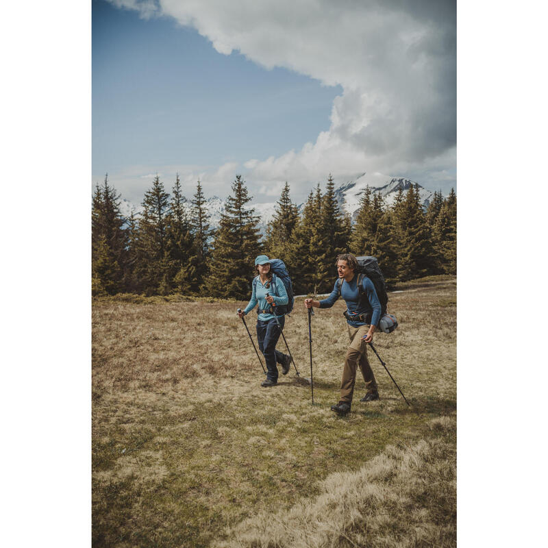 Bluză din 100% Lână Merinos Trekking la munte MT500 Albastru Bărbați