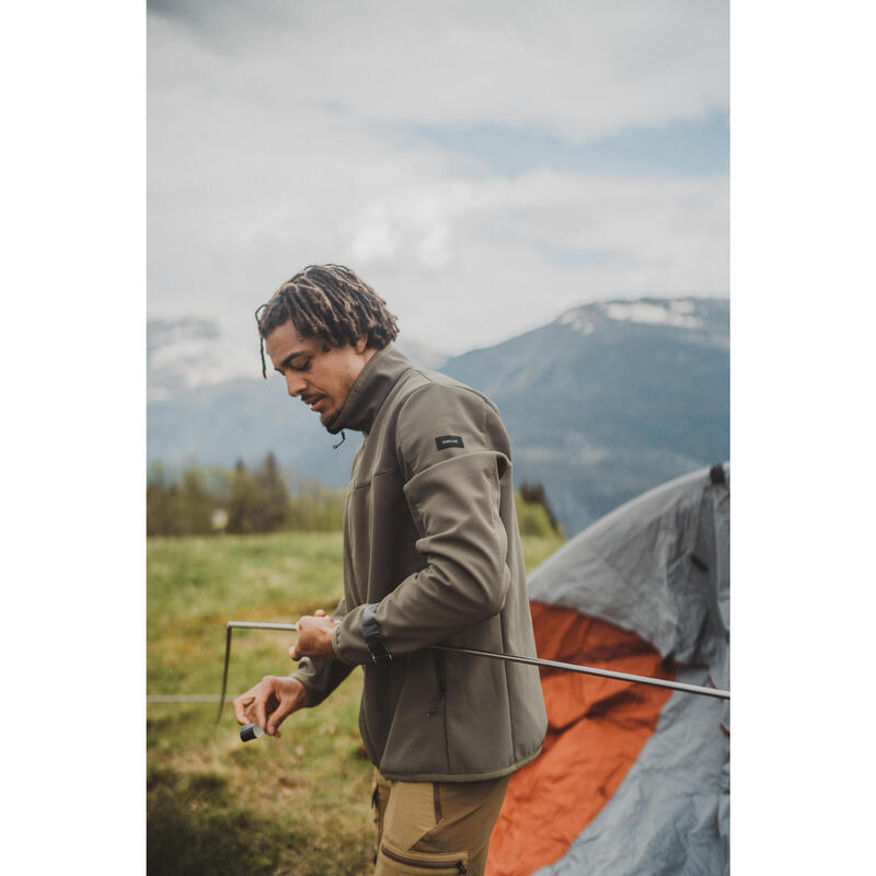 Vestă Protecție vânt Softshell Trekking MT100 Kaki Bărbați