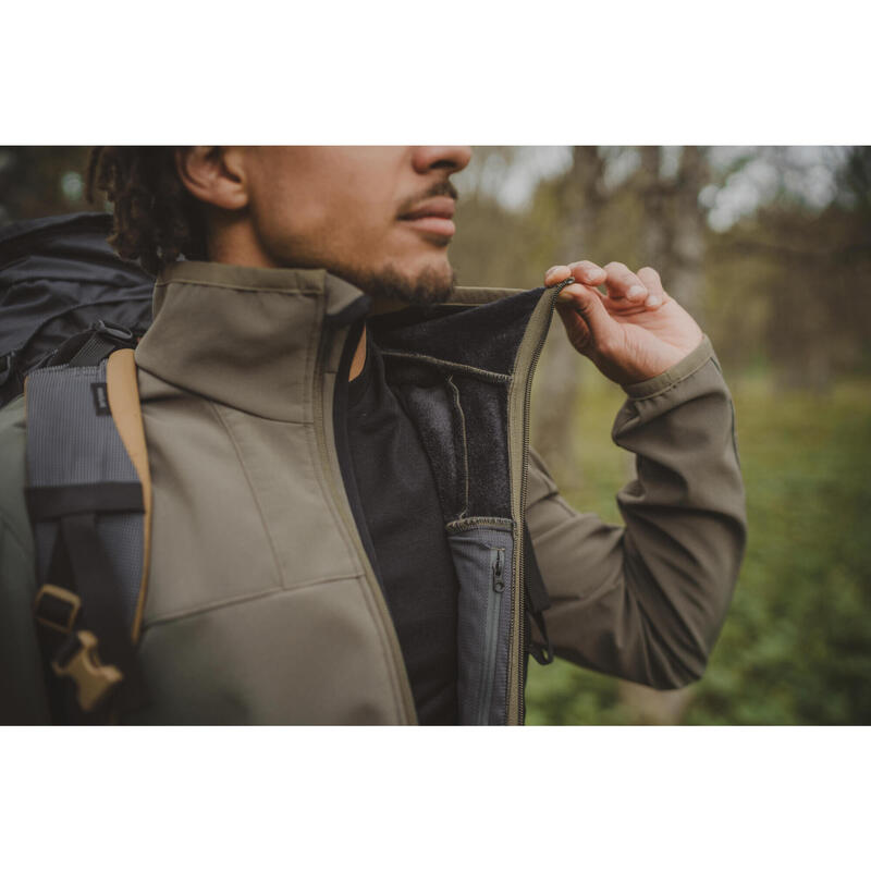 Vestă Protecție vânt Softshell Trekking MT100 Kaki Bărbați