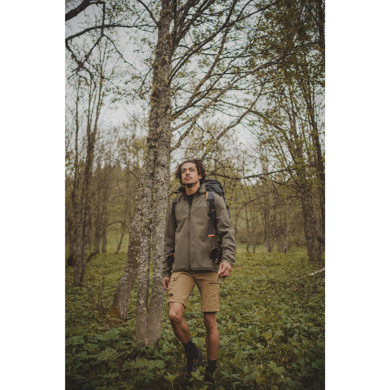 Vestă Protecție vânt Softshell Trekking MT100 Kaki Bărbați