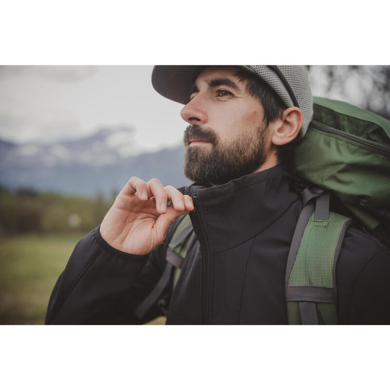 Geacă cu protecție împotriva vântului Softshell Trekking MT100 Kaki Bărbați