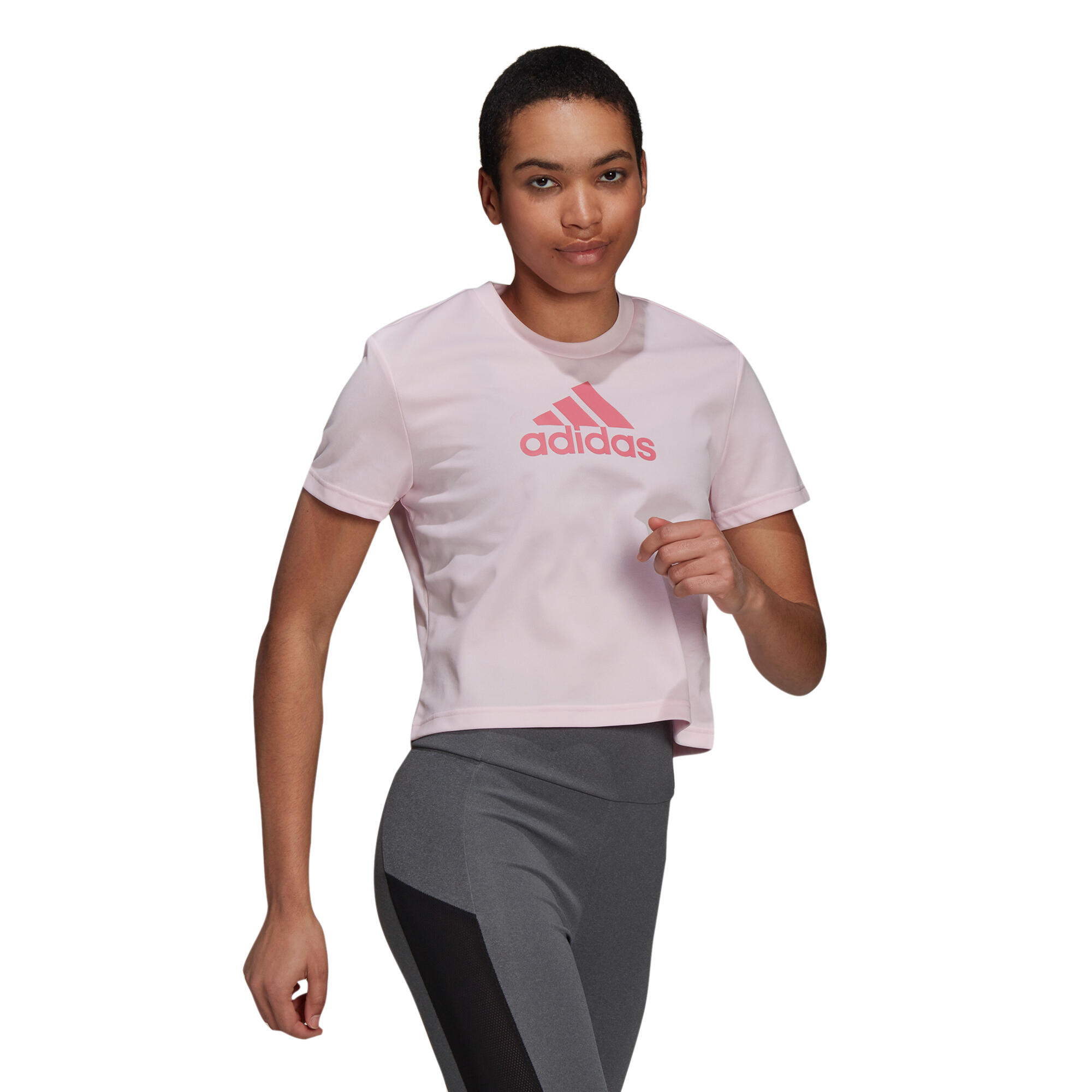 Tricou Fitness Cu Logo Roz Dama