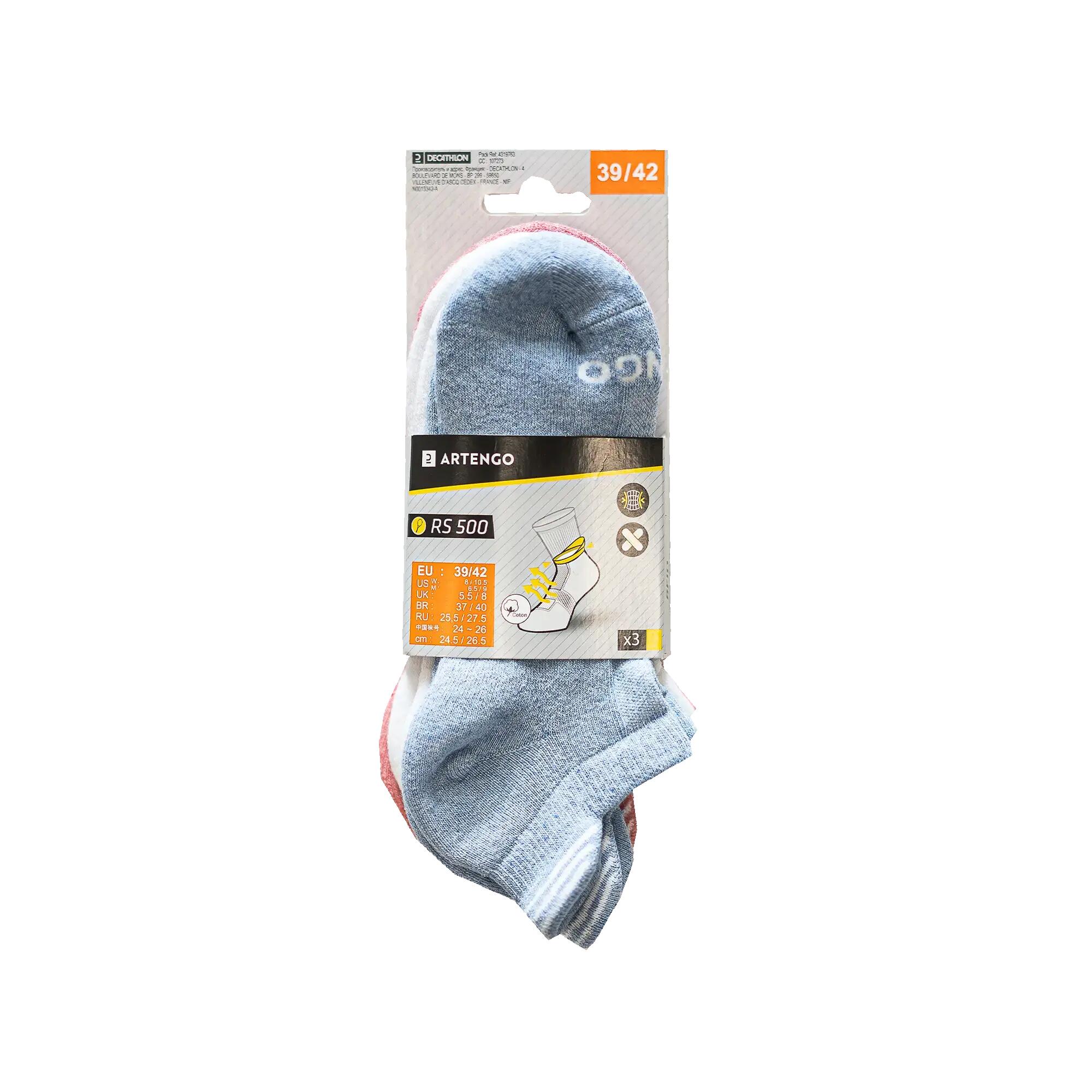 Low Sports Socks RS 500 Tri-Pack - Blue/White/Pink -  5