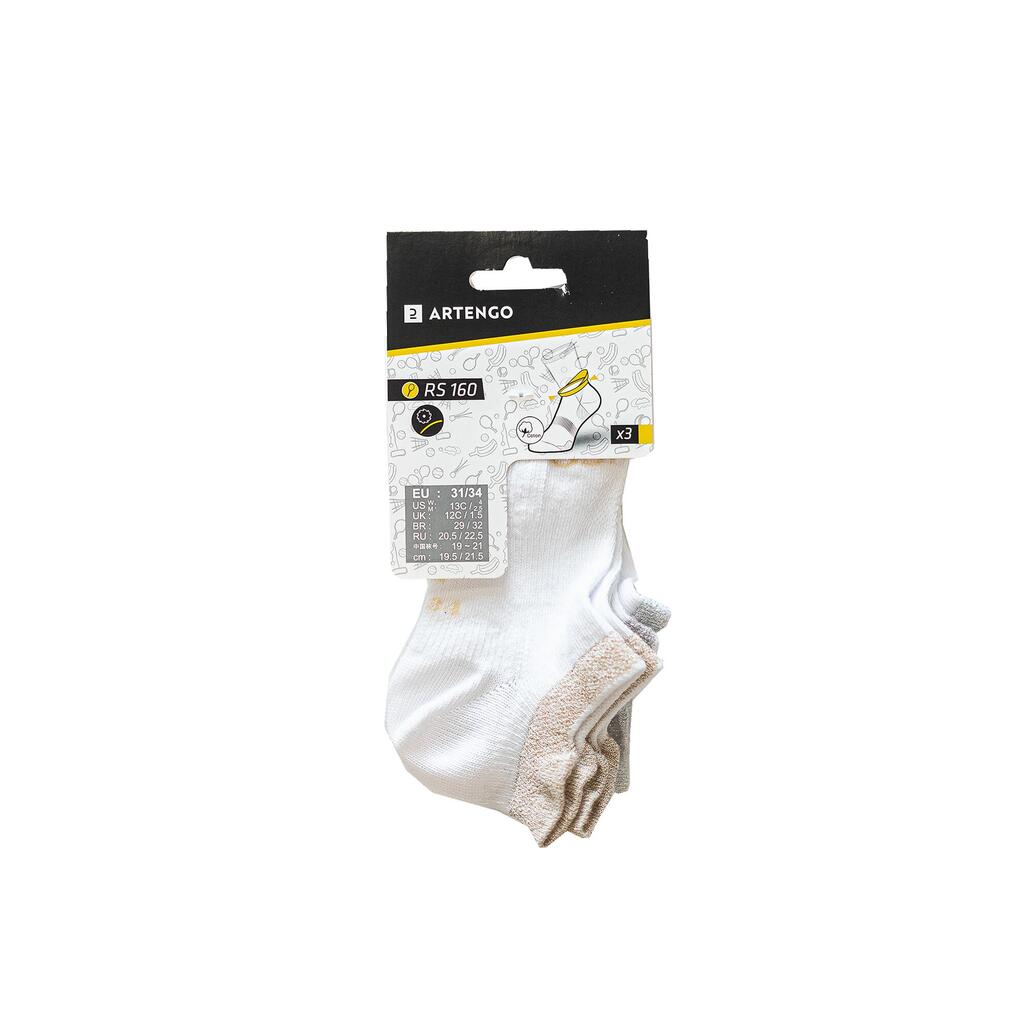 CHAUSSETTES DE SPORT ENFANT BASSES ARTENGO RS 160 BLANC LOGO COEUR LOT DE 3 @