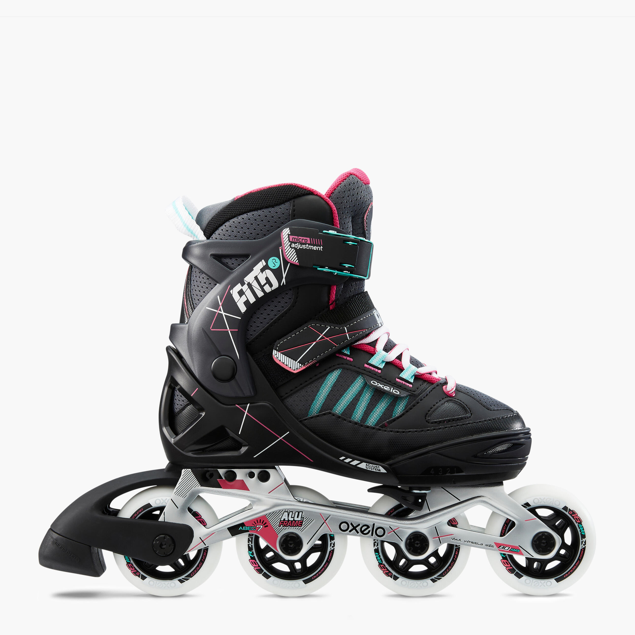 Fit 5 Jr Kids' Inline Fitness Skates - Grey/Pink 2/8