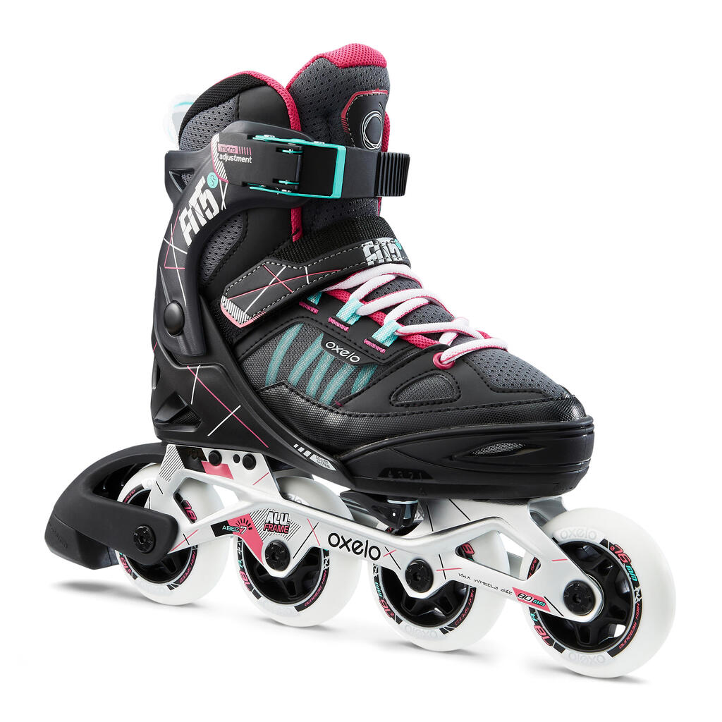 Fit 5 Jr Kids' Inline Fitness Skates - Grey/Pink