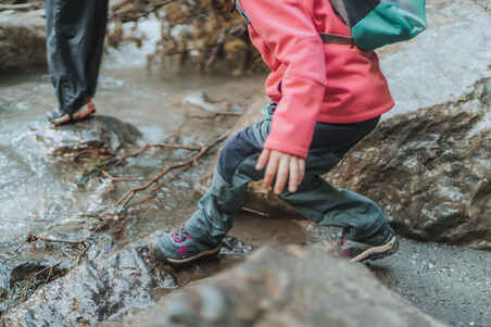 Children's waterproof walking shoes - CROSSROCK MID blue - size jr. 10 - ad. 2