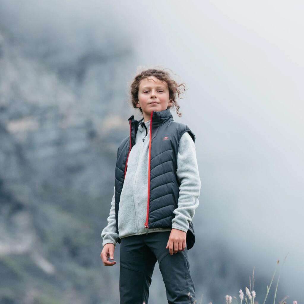 Kids' 7-15 Years Hiking Hybrid Padded Sleeveless Jacket - black