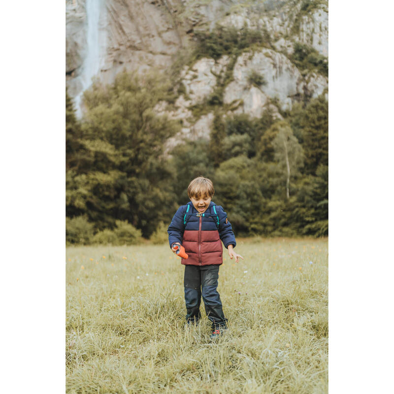 Gewatteerde wandeljas voor kinderen blauw/bordeaux 2-6 jaar