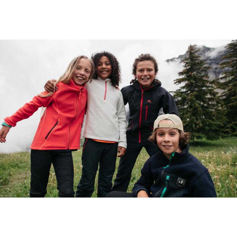 Softshell jas voor wandelen MH550 zwart rood kinderen 7-15 jaar