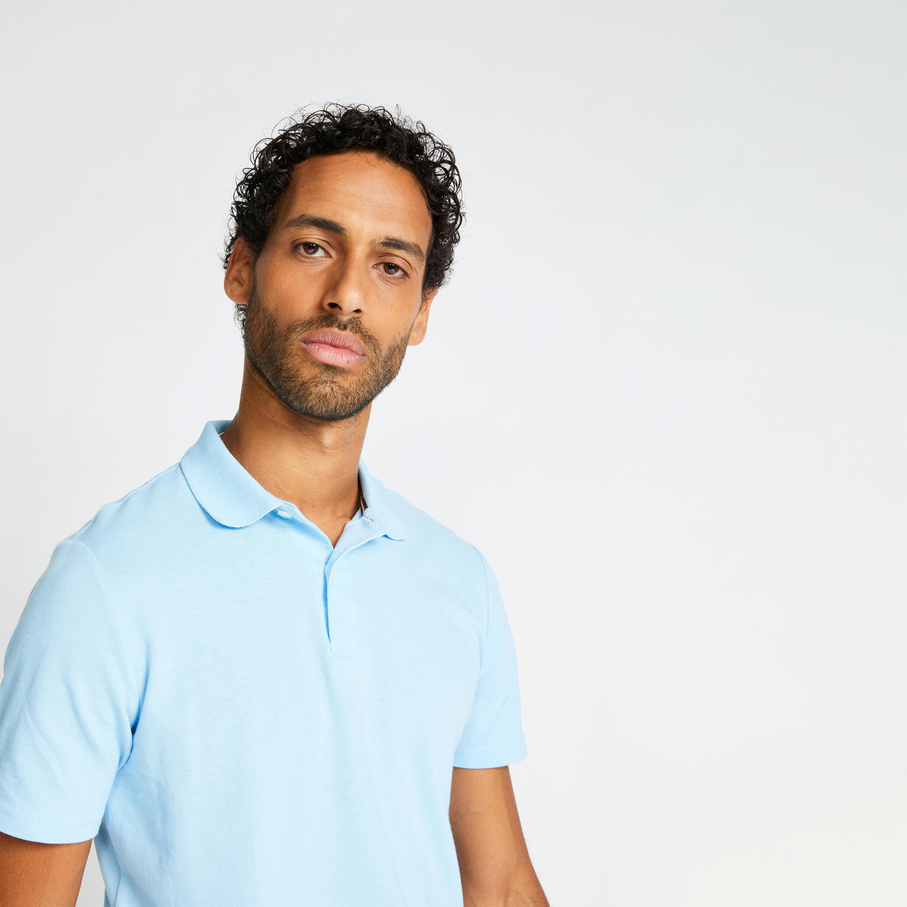 Men's golf short-sleeved polo shirt MW500 sky blue 7/15